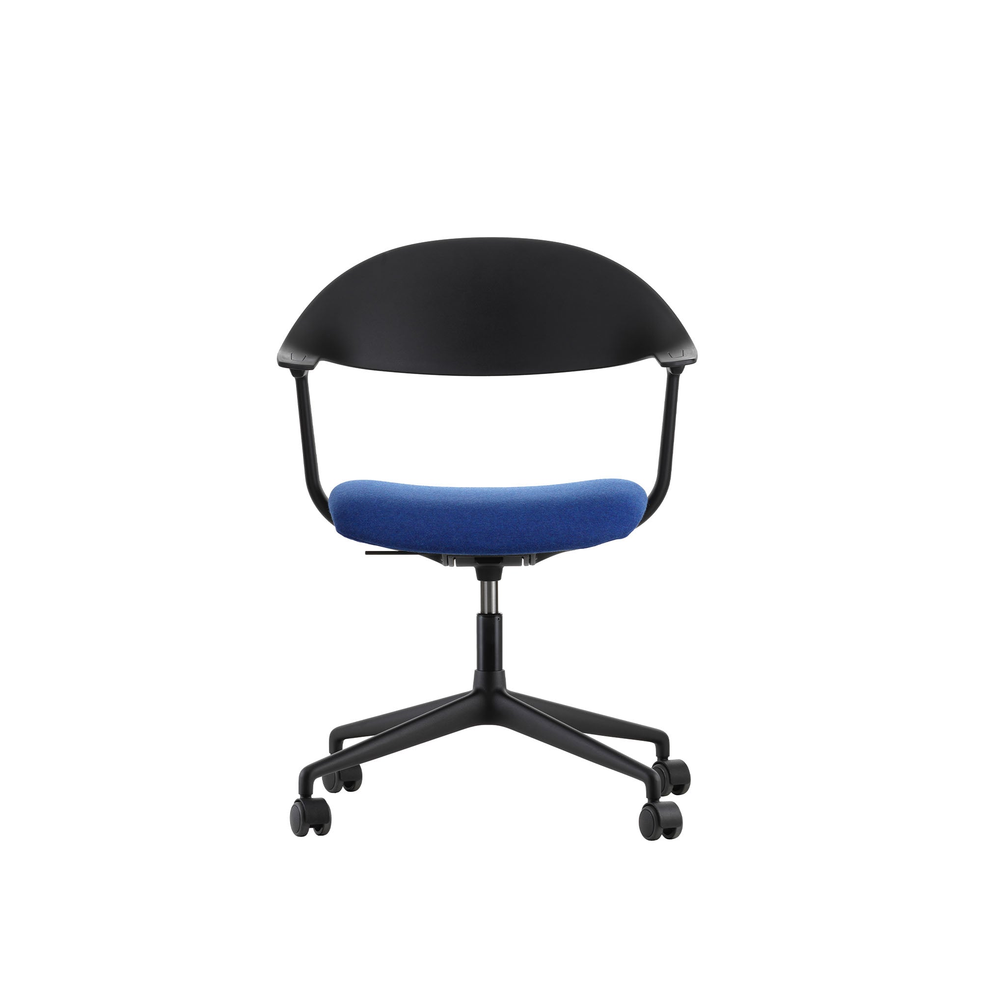 Mynt, scaun de birou pe role cu șezut tapițat și spătar de plastic