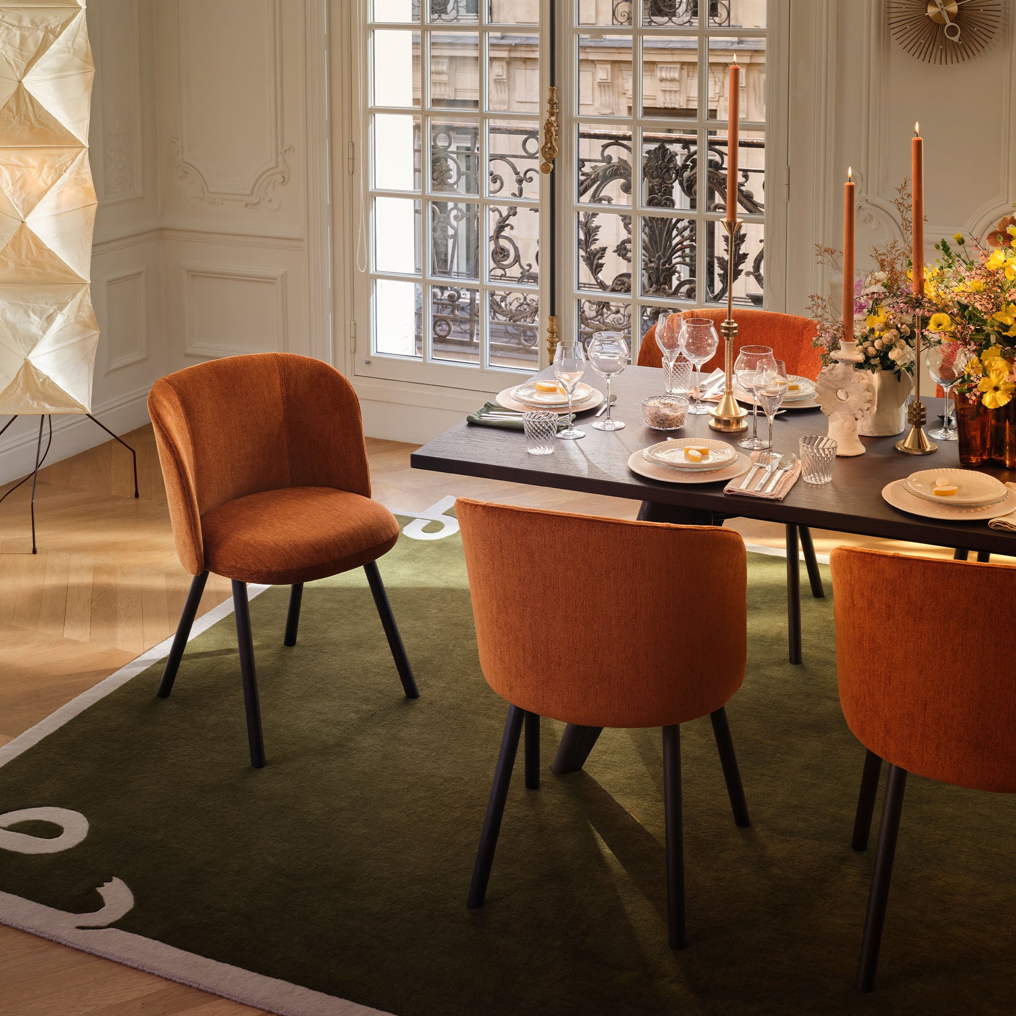 Mikado Side Chair, scaun de dining tapițat cu picioare lemn
