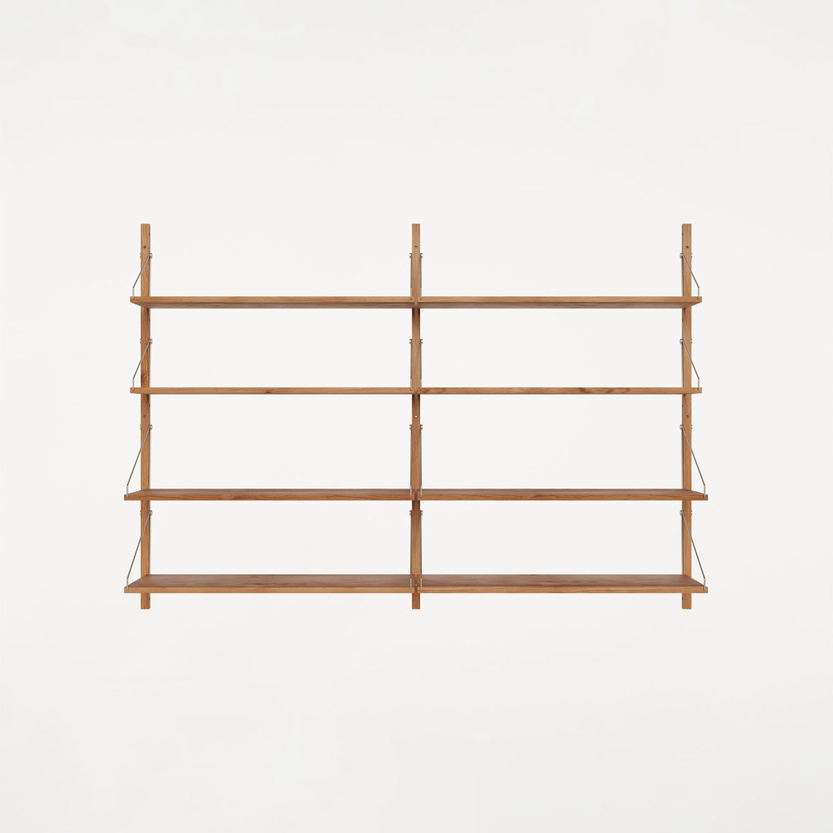 Shelf Library Double Section Natural Oak, bibliotecă modulară dublă din lemn