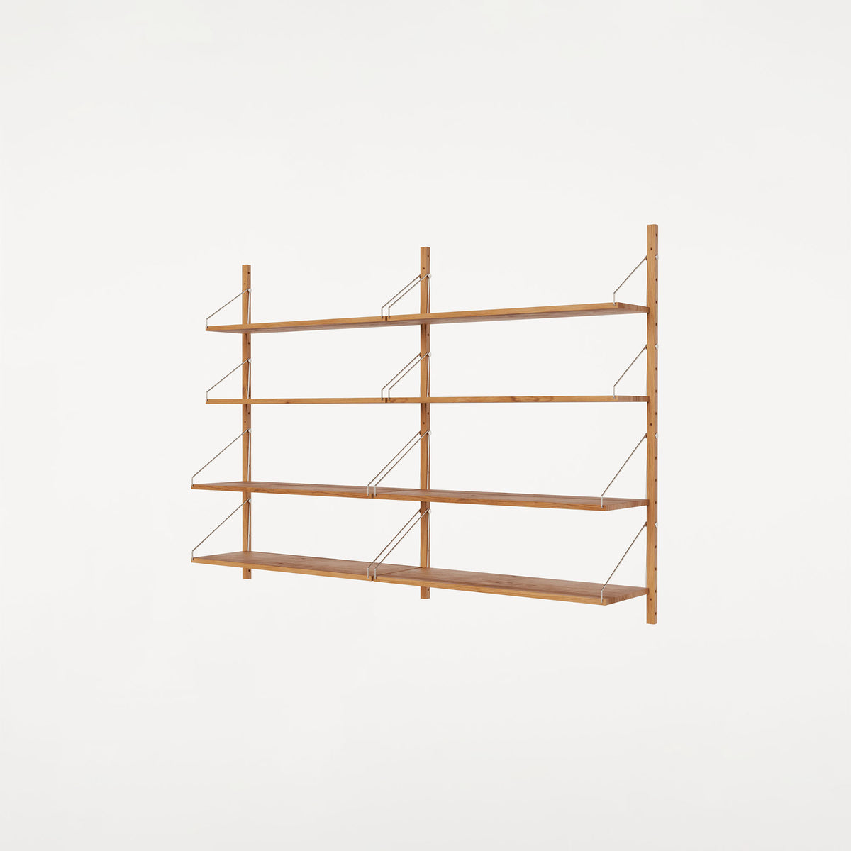 Shelf Library Double Section Natural Oak, bibliotecă modulară dublă din lemn