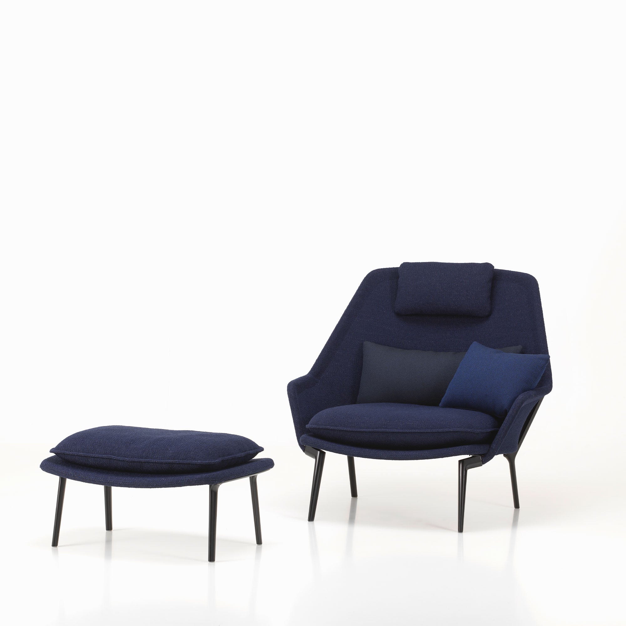 Slow Chair, fotoliu cu otoman bază neagră