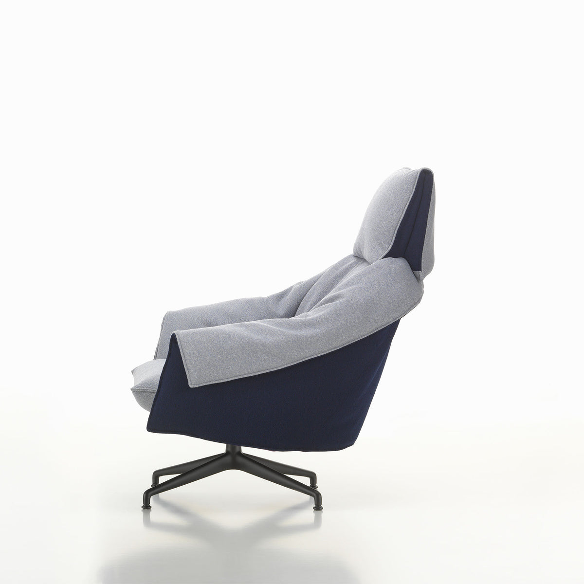 Bascule Highback Lounge Chair cu Otoman, bază metal