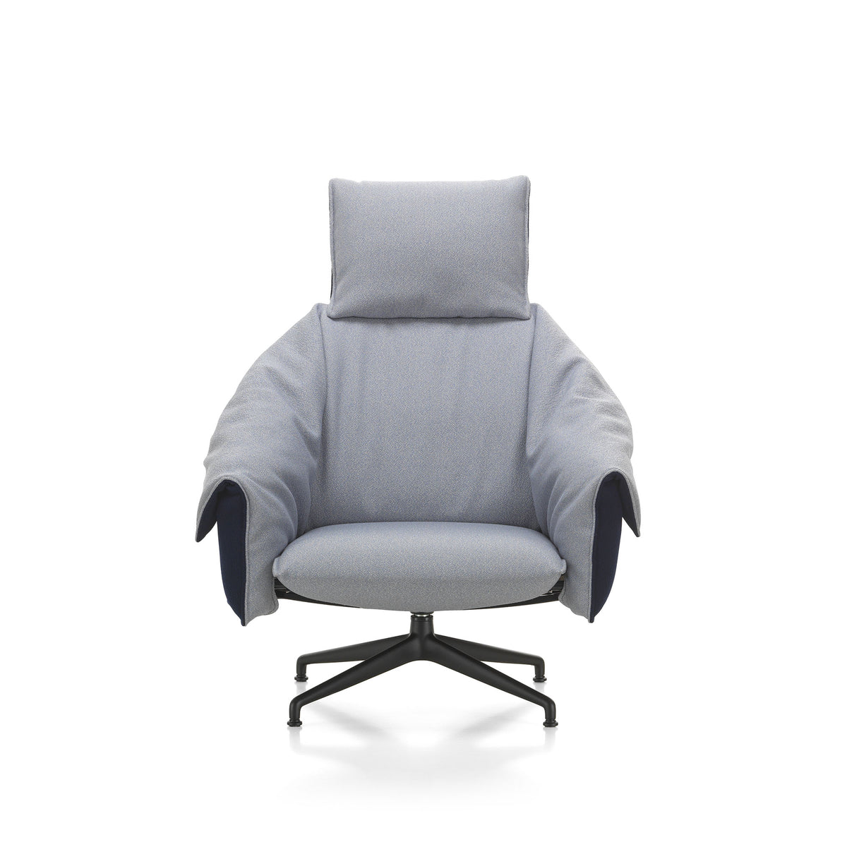 Bascule Highback Lounge Chair cu Otoman, bază metal