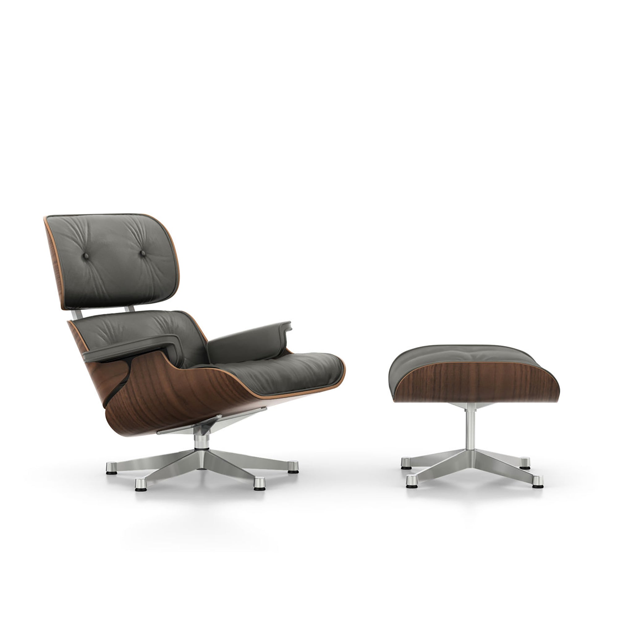 Eames Lounge Chair cu Otoman (lemn de nuc)