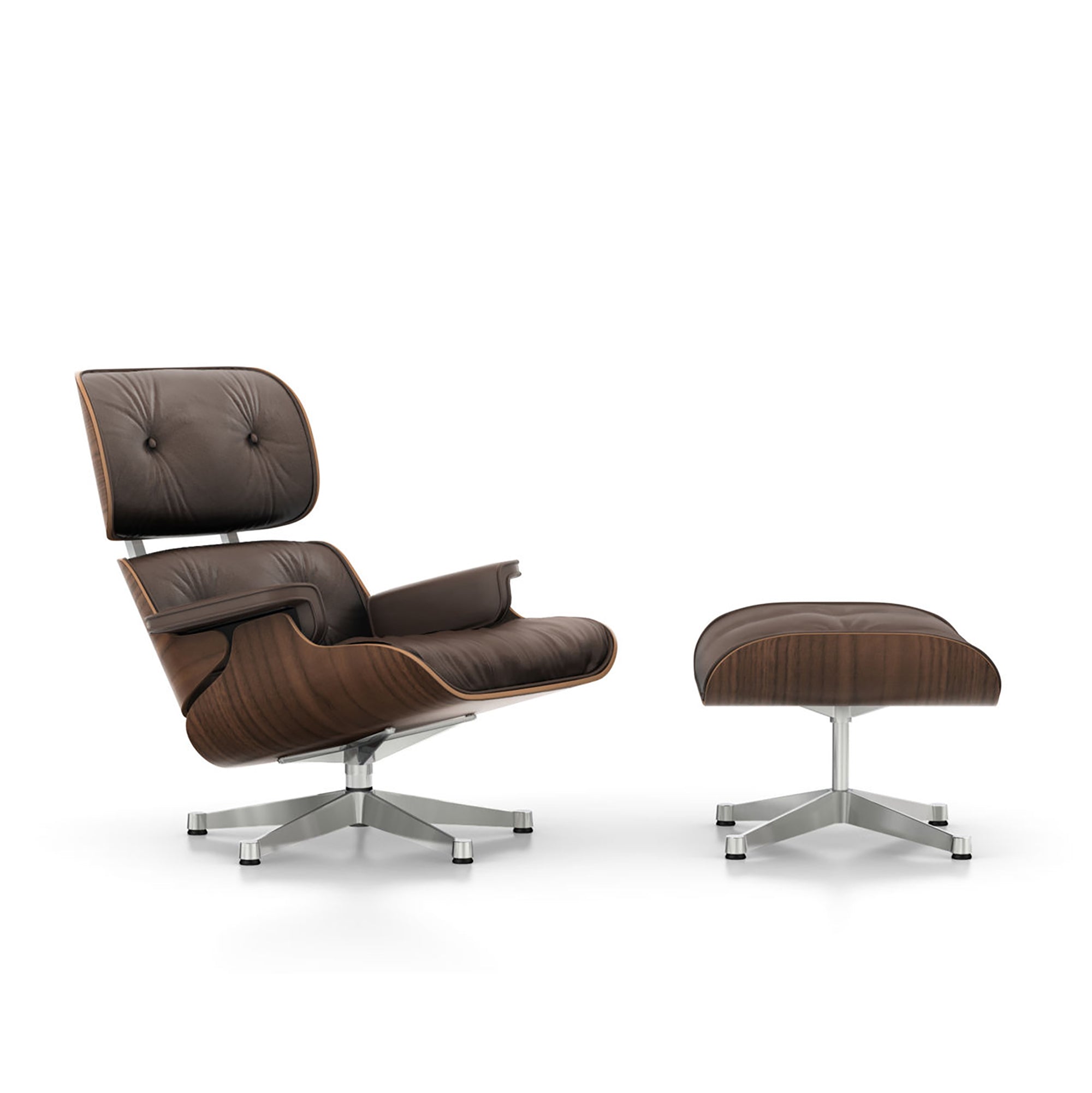 Eames Lounge Chair cu Otoman (lemn de nuc)