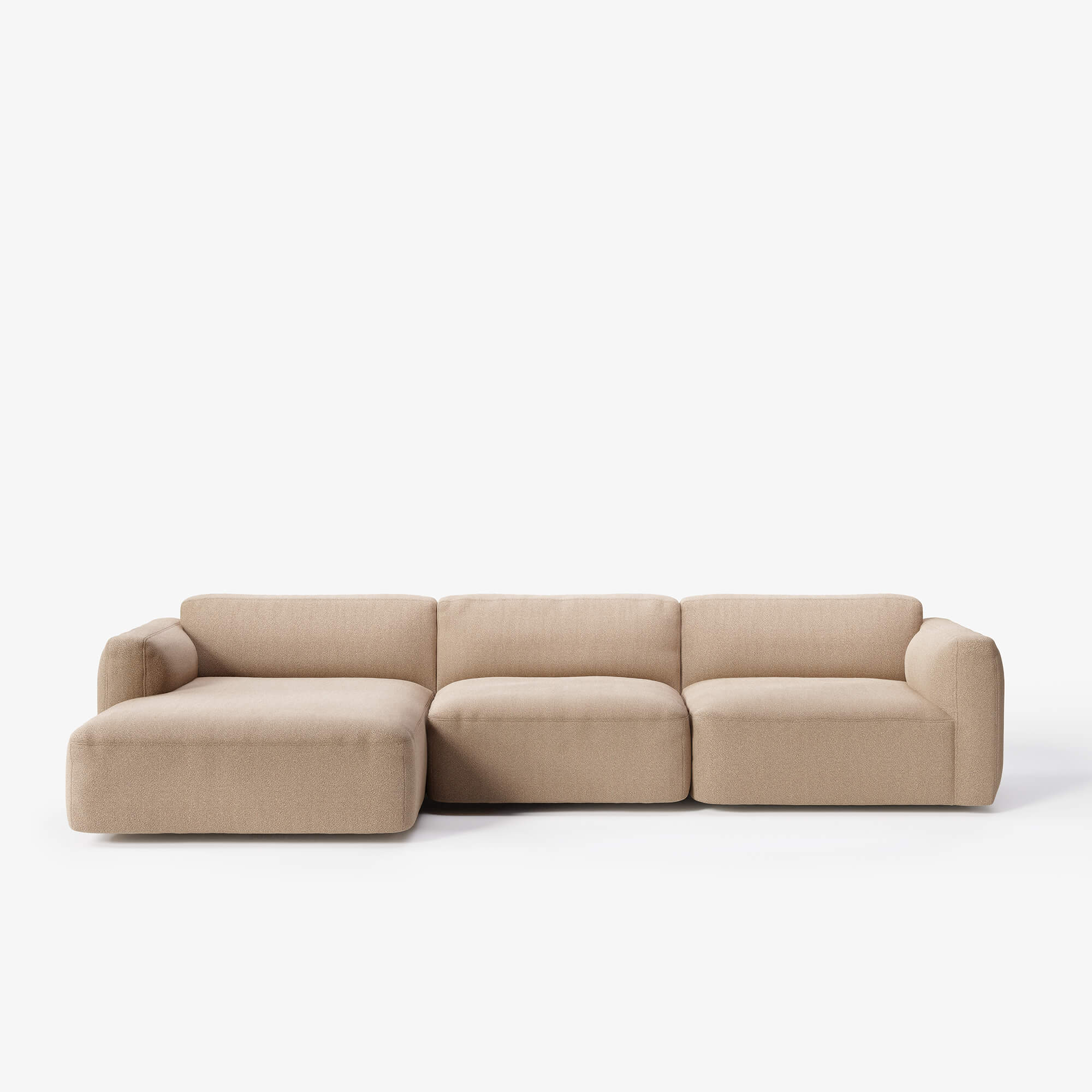 Develius Mellow, canapea modulară de trei locuri cu șezlong stânga