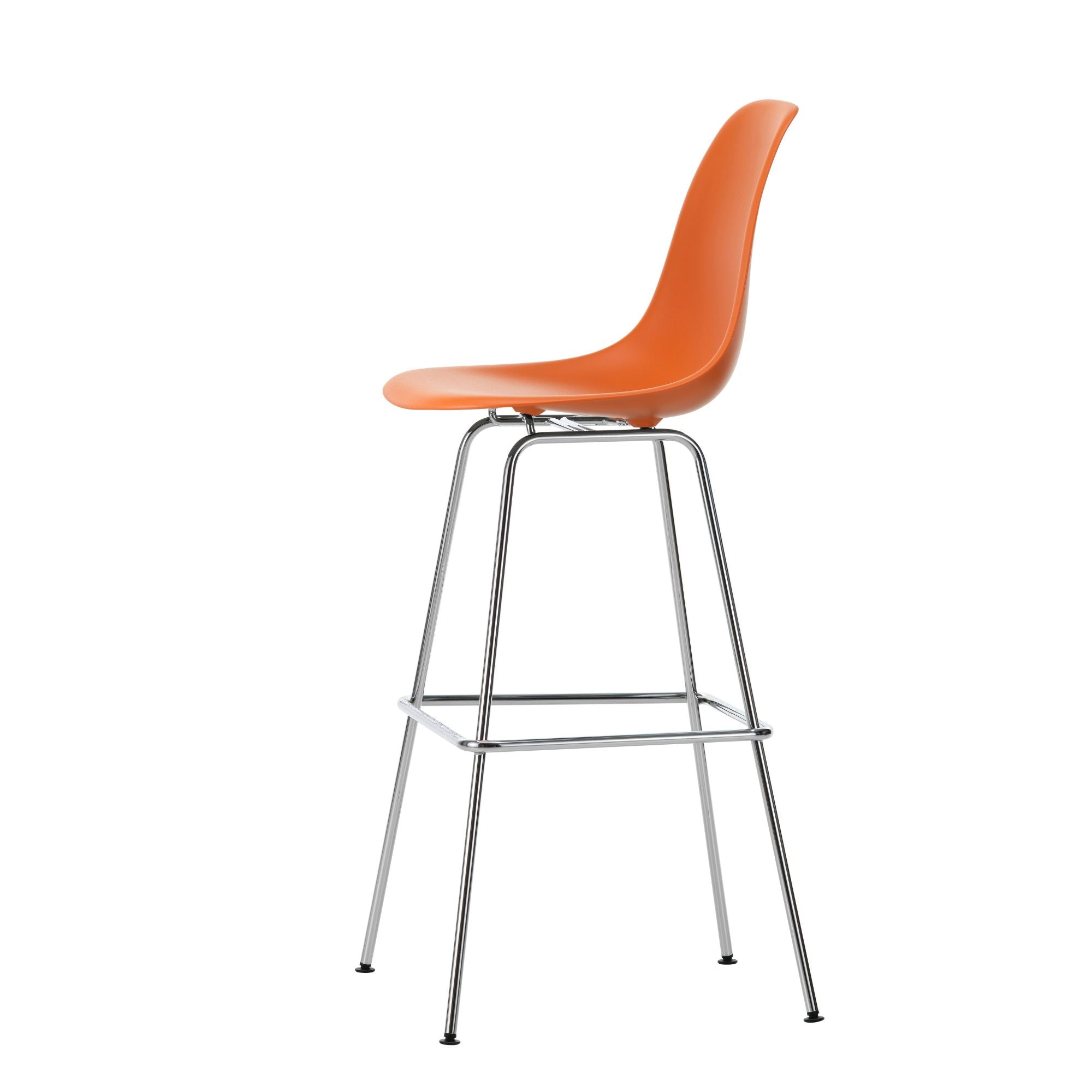 Eames Plastic Stool High RE, scaun de bar cu baza cromată