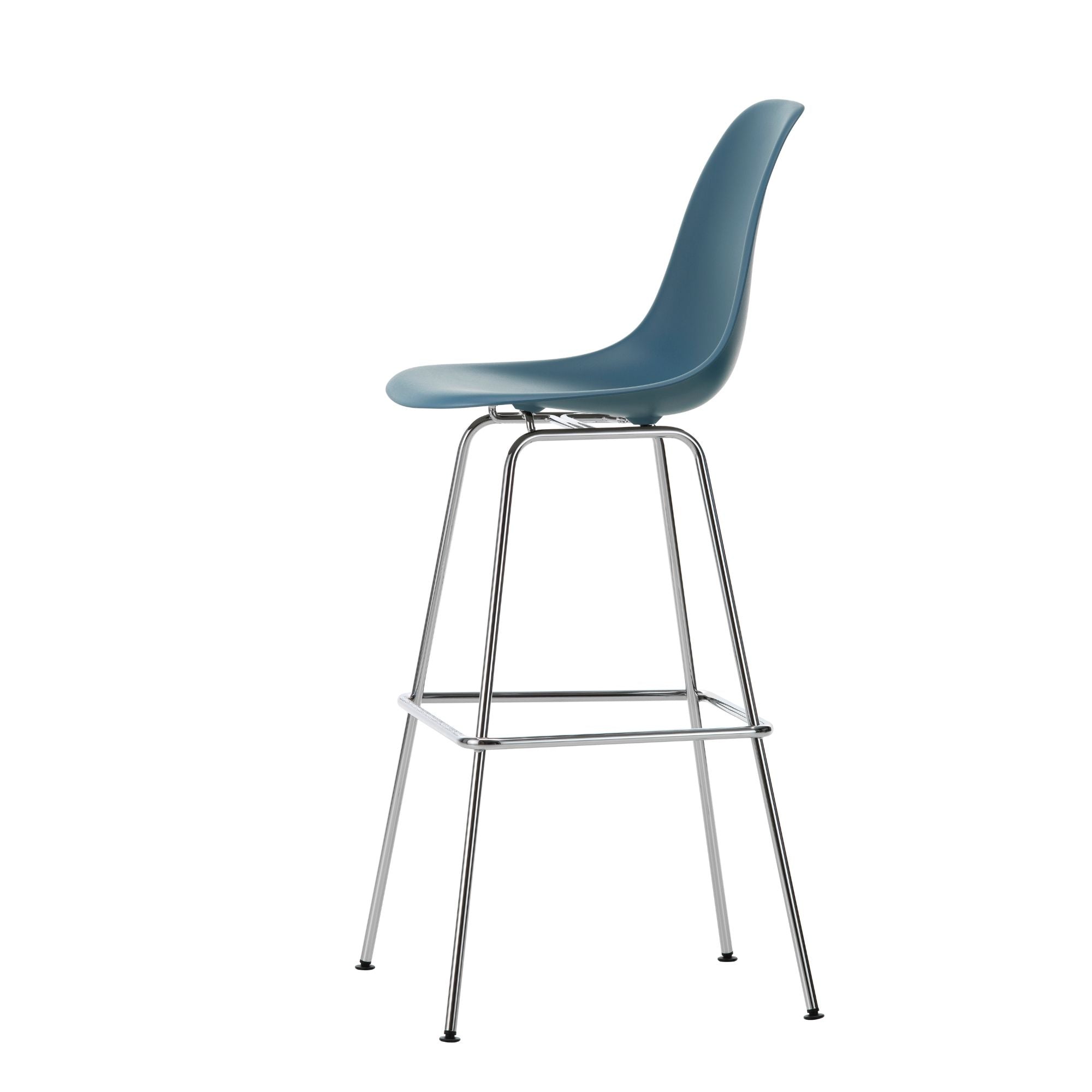 Eames Plastic Stool High RE, scaun de bar cu baza cromată
