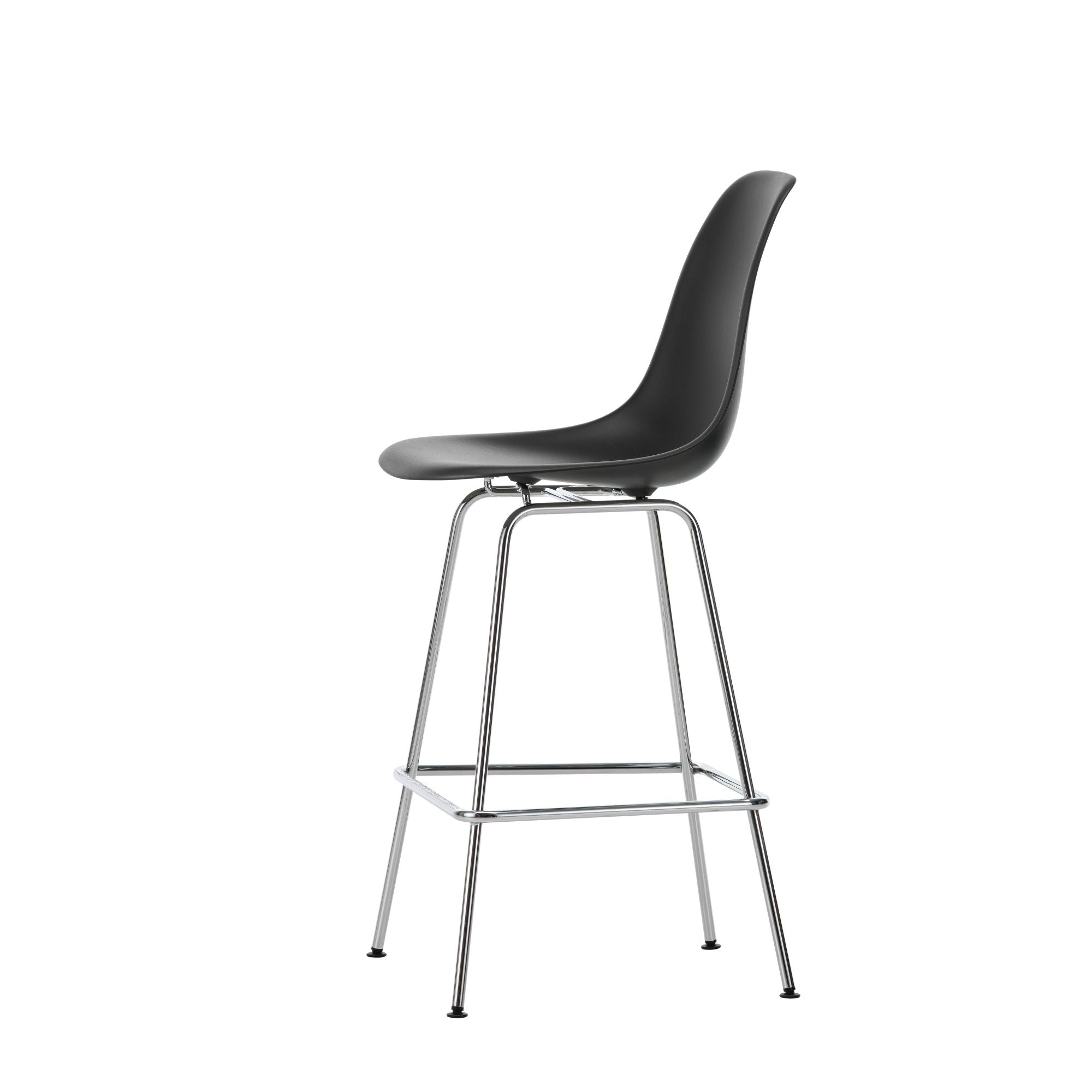 Eames Plastic Stool Medium RE, scaun de bar cu baza cromată