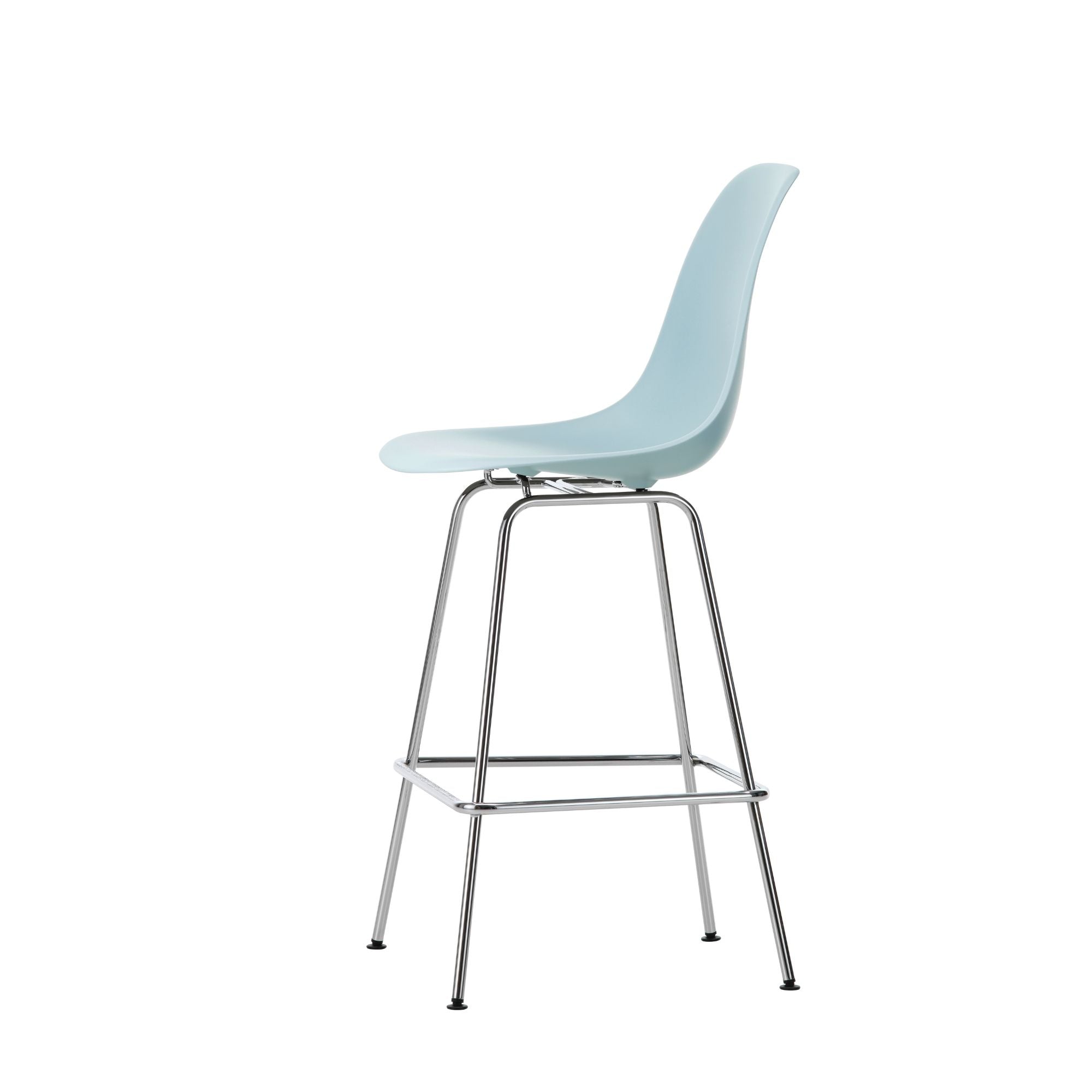 Eames Plastic Stool Medium RE, scaun de bar cu baza cromată