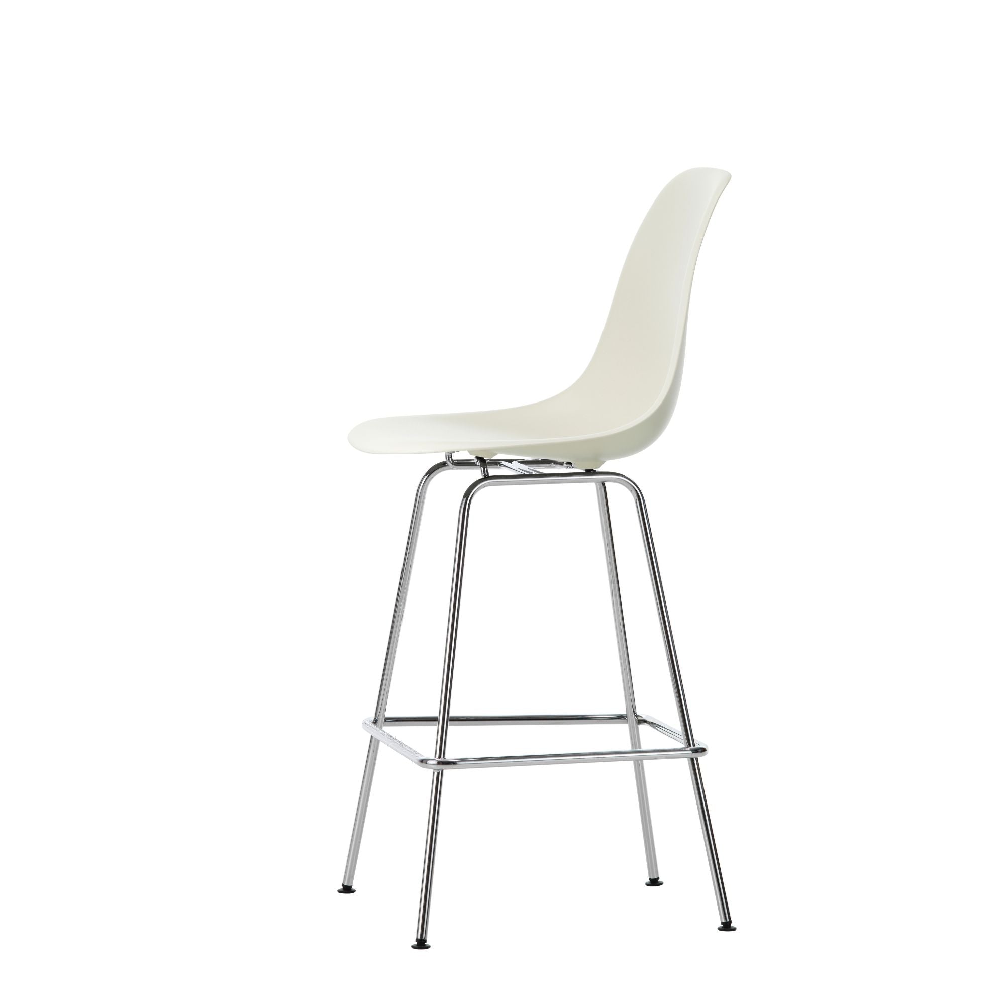 Eames Plastic Stool Medium RE, scaun de bar cu baza cromată