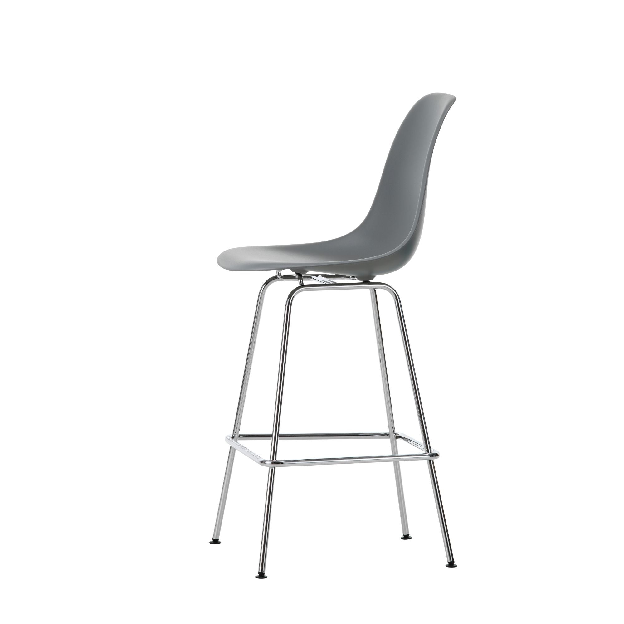 Eames Plastic Stool Medium RE, scaun de bar cu baza cromată