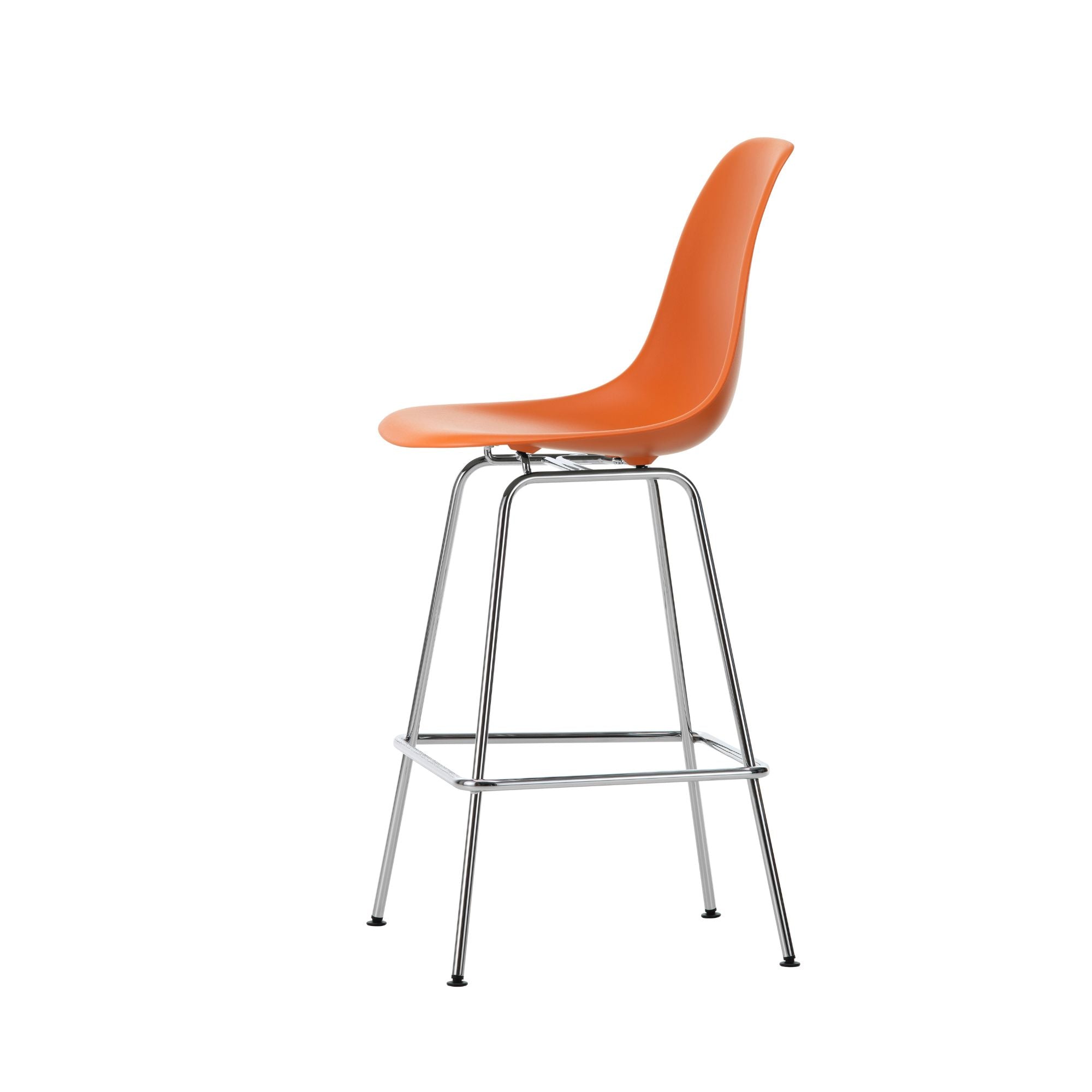 Eames Plastic Stool Medium RE, scaun de bar cu baza cromată