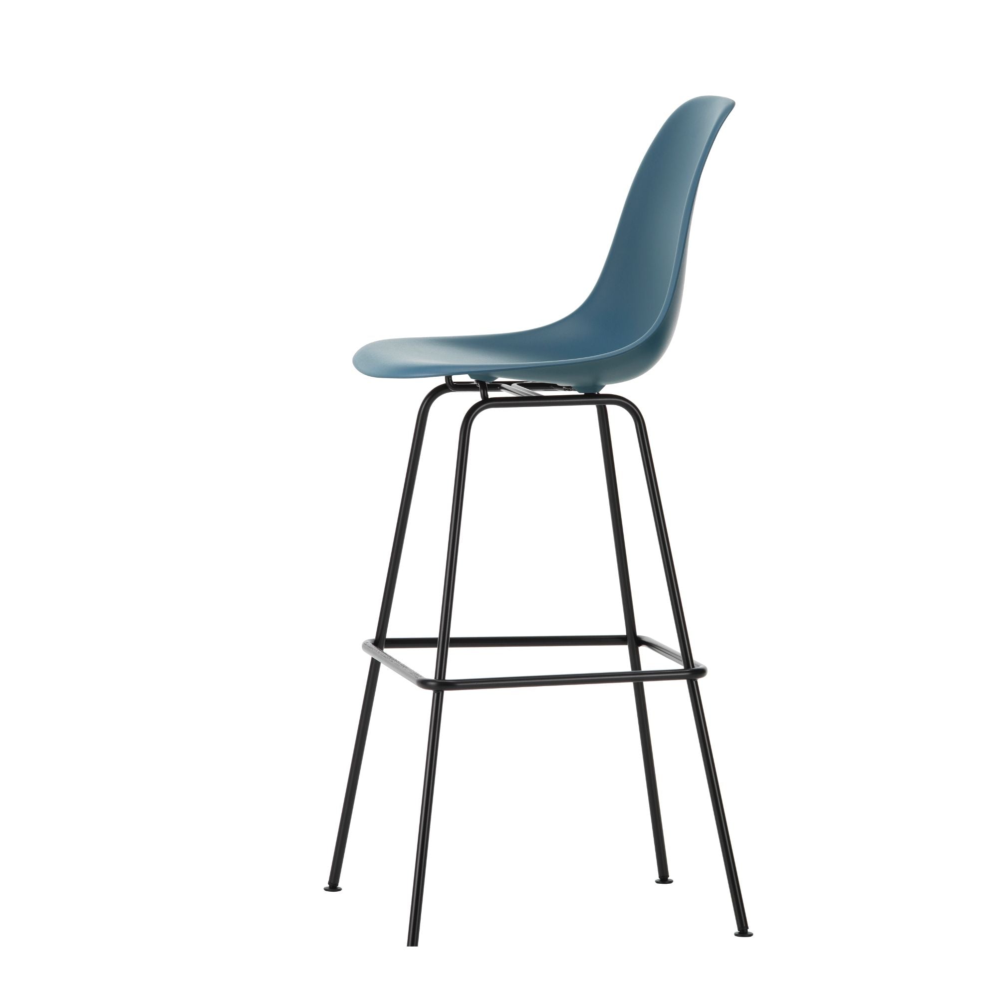 Eames Plastic Stool High RE, scaun de bar cu baza neagră
