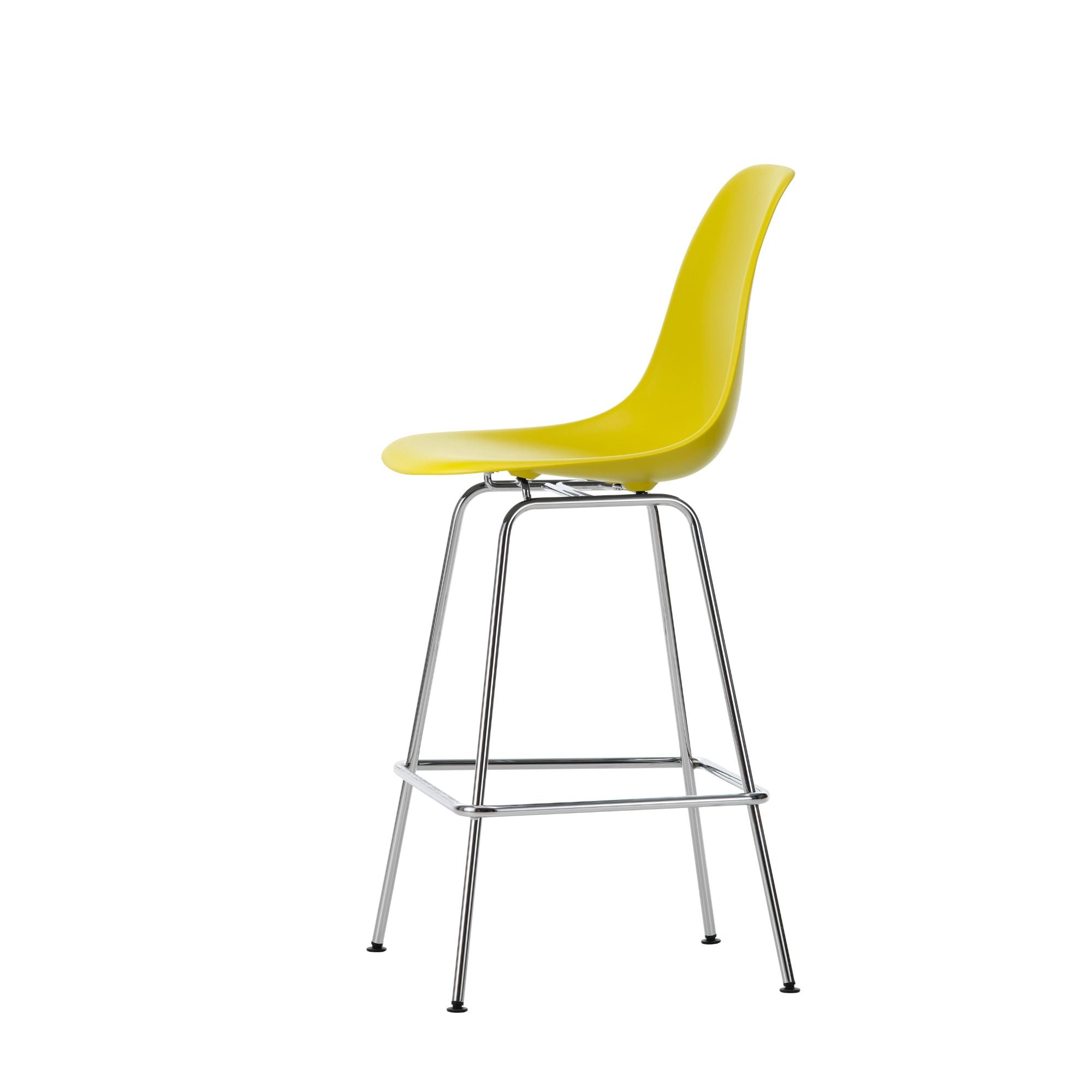 Eames Plastic Stool Medium RE, scaun de bar cu baza cromată
