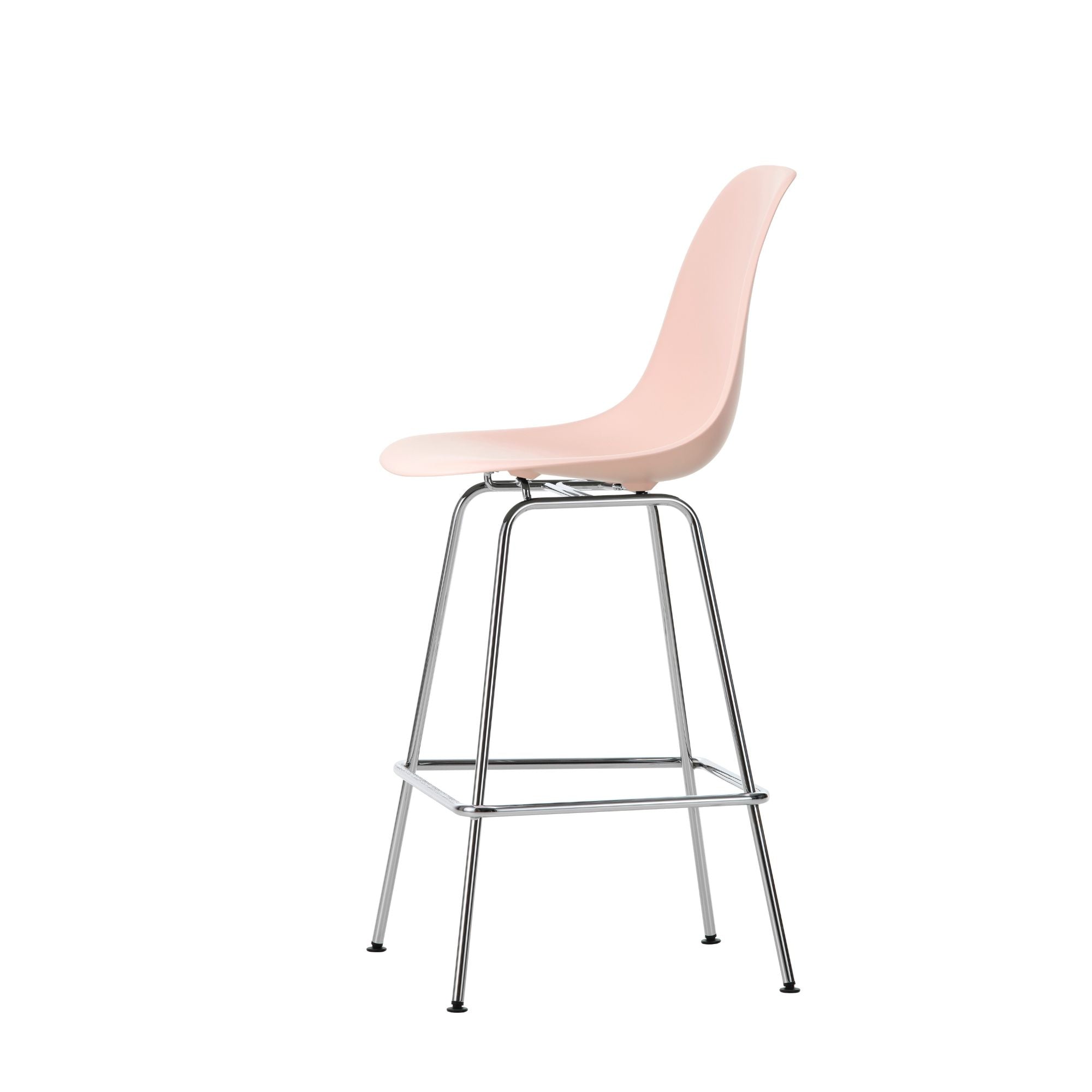 Eames Plastic Stool Medium RE, scaun de bar cu baza cromată