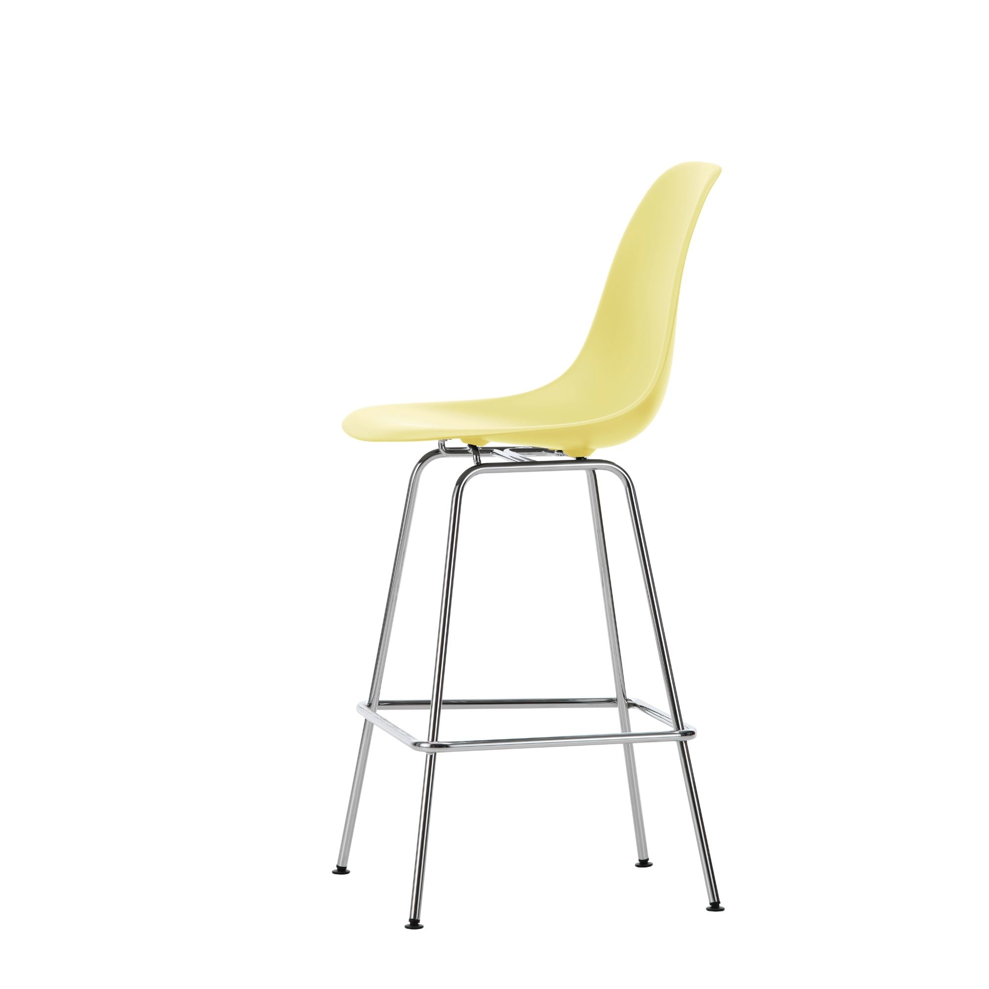 Eames Plastic Stool Medium RE, scaun de bar cu baza cromată