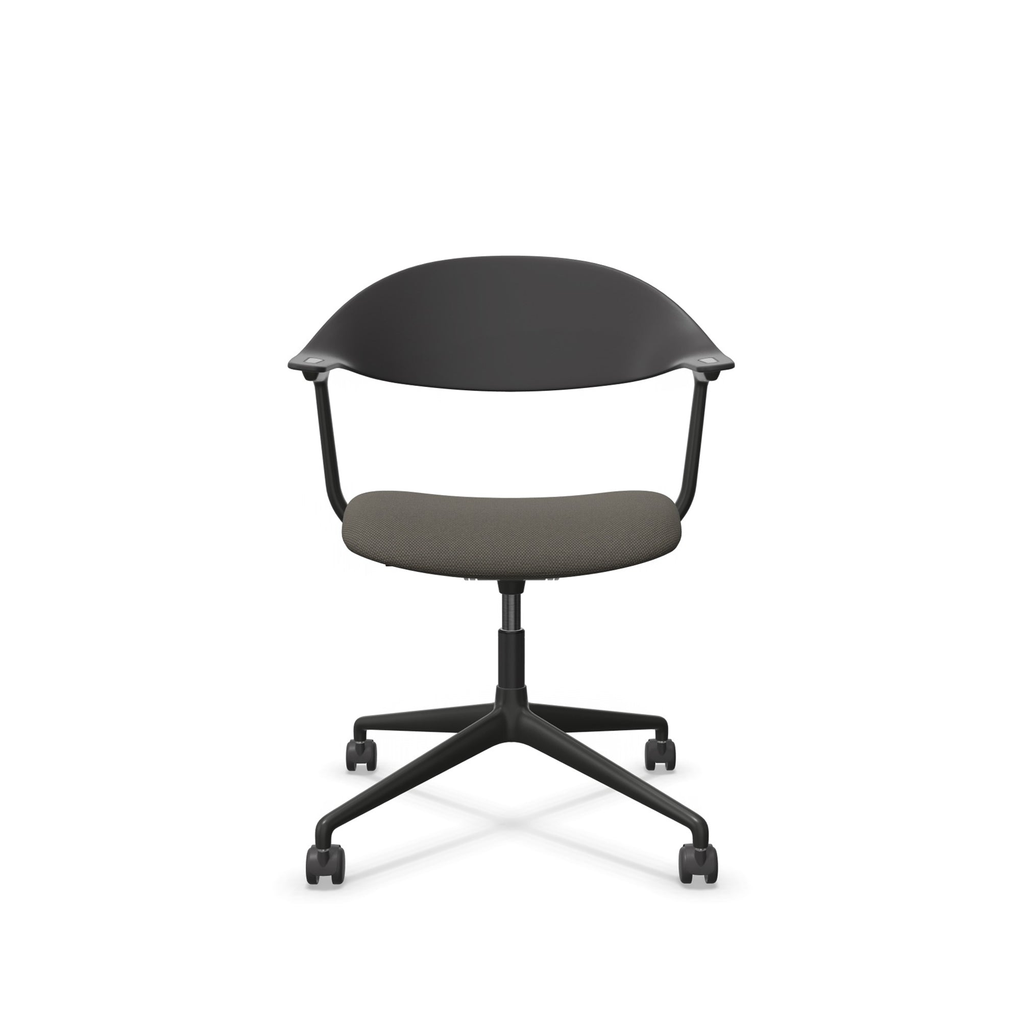 Mynt, scaun de birou pe role cu șezut tapițat și spătar de plastic