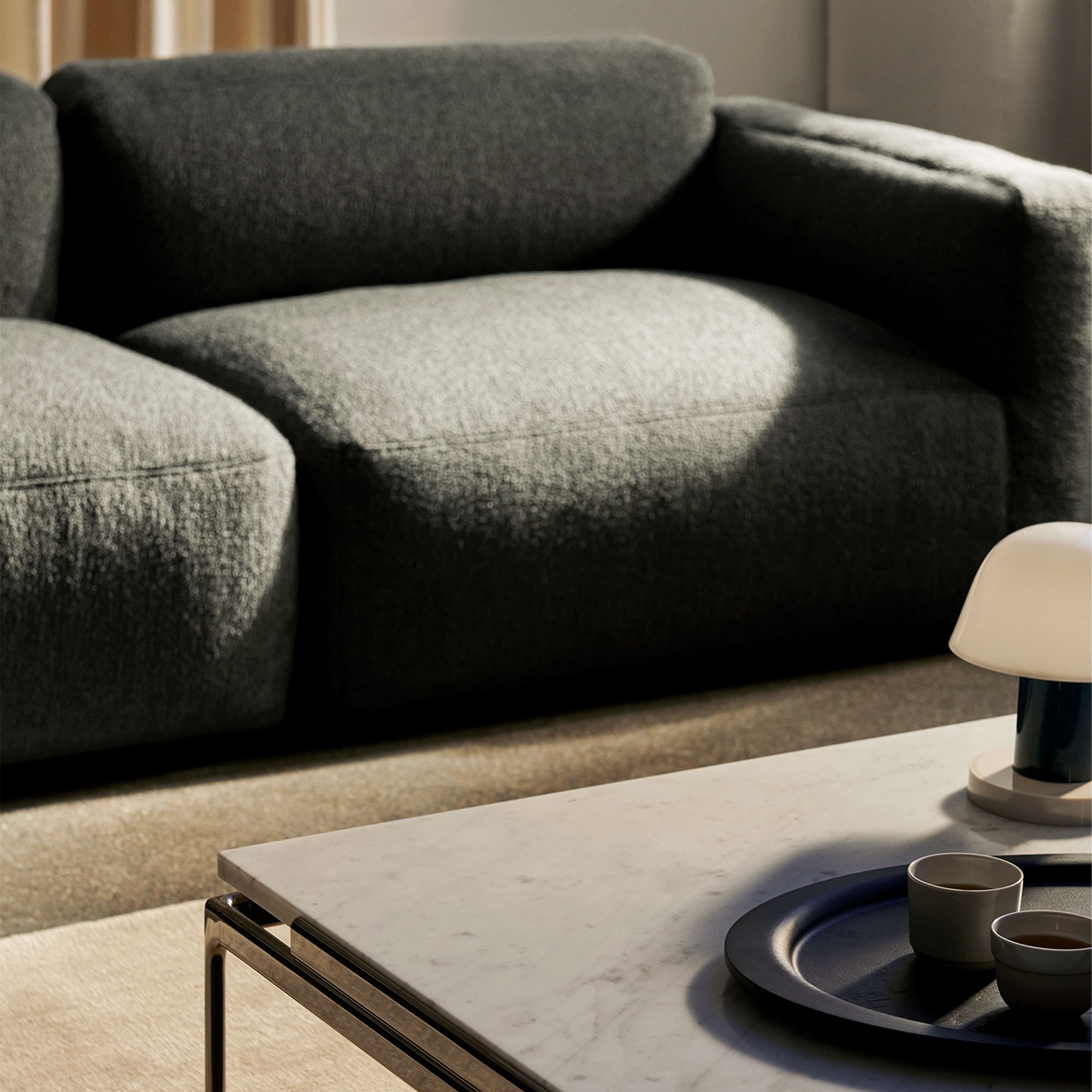 Develius Mellow, canapea modulară de trei locuri cu șezlong stânga