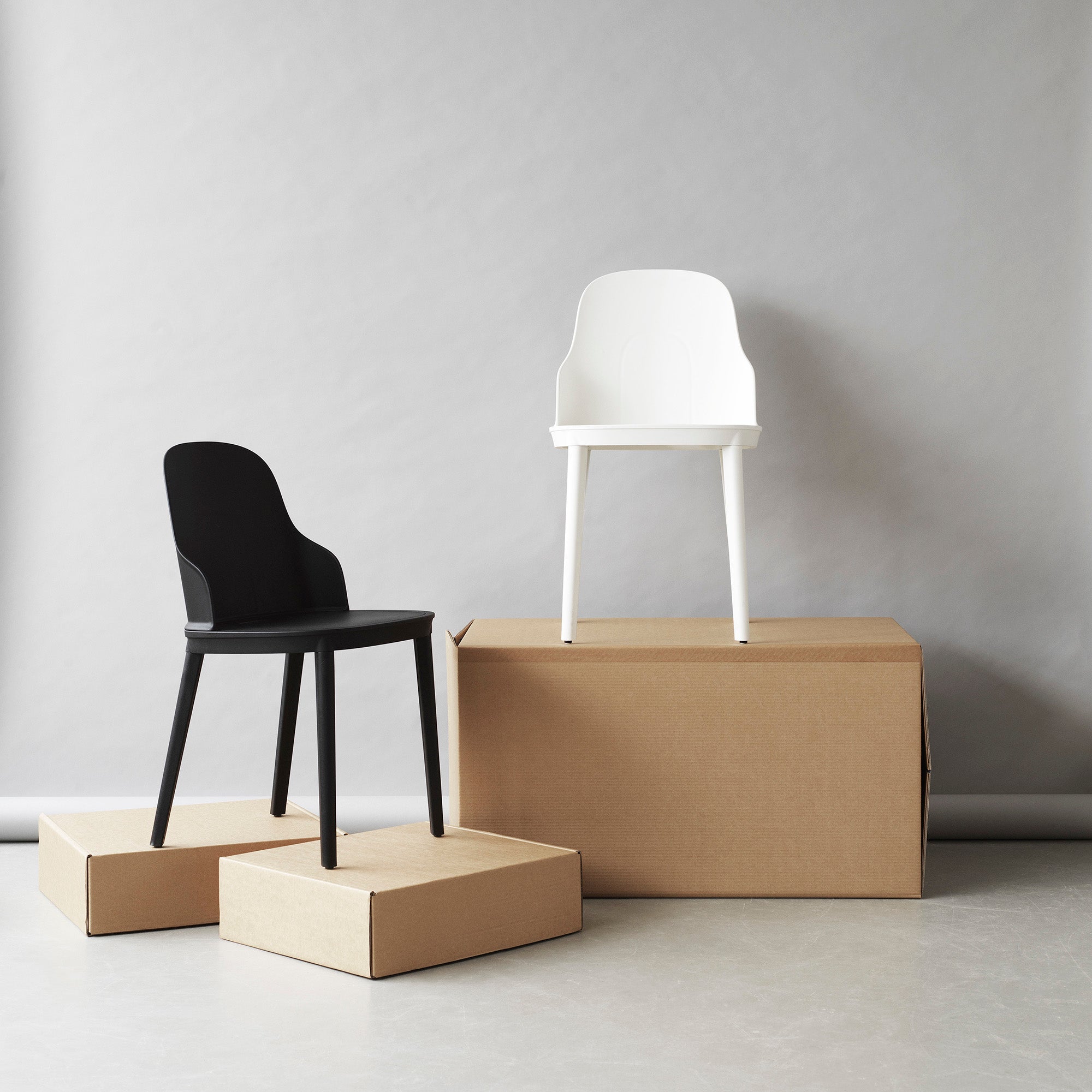 Allez Chair, scaun din plastic cu șezutul tapițat