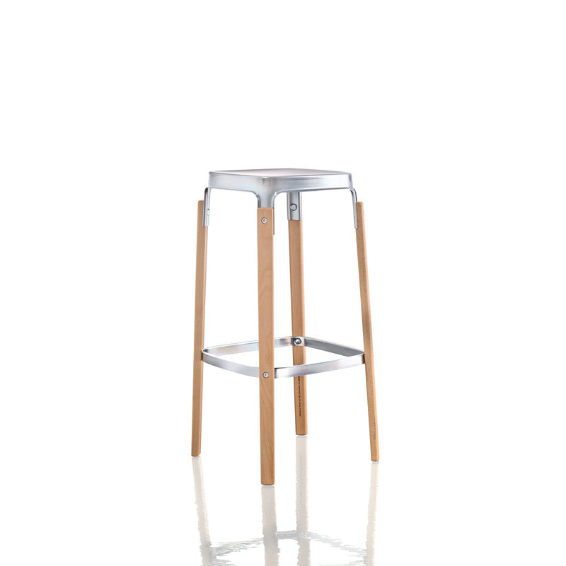 Steelwood Stool H78 cm produs de Magis (galvanizat)