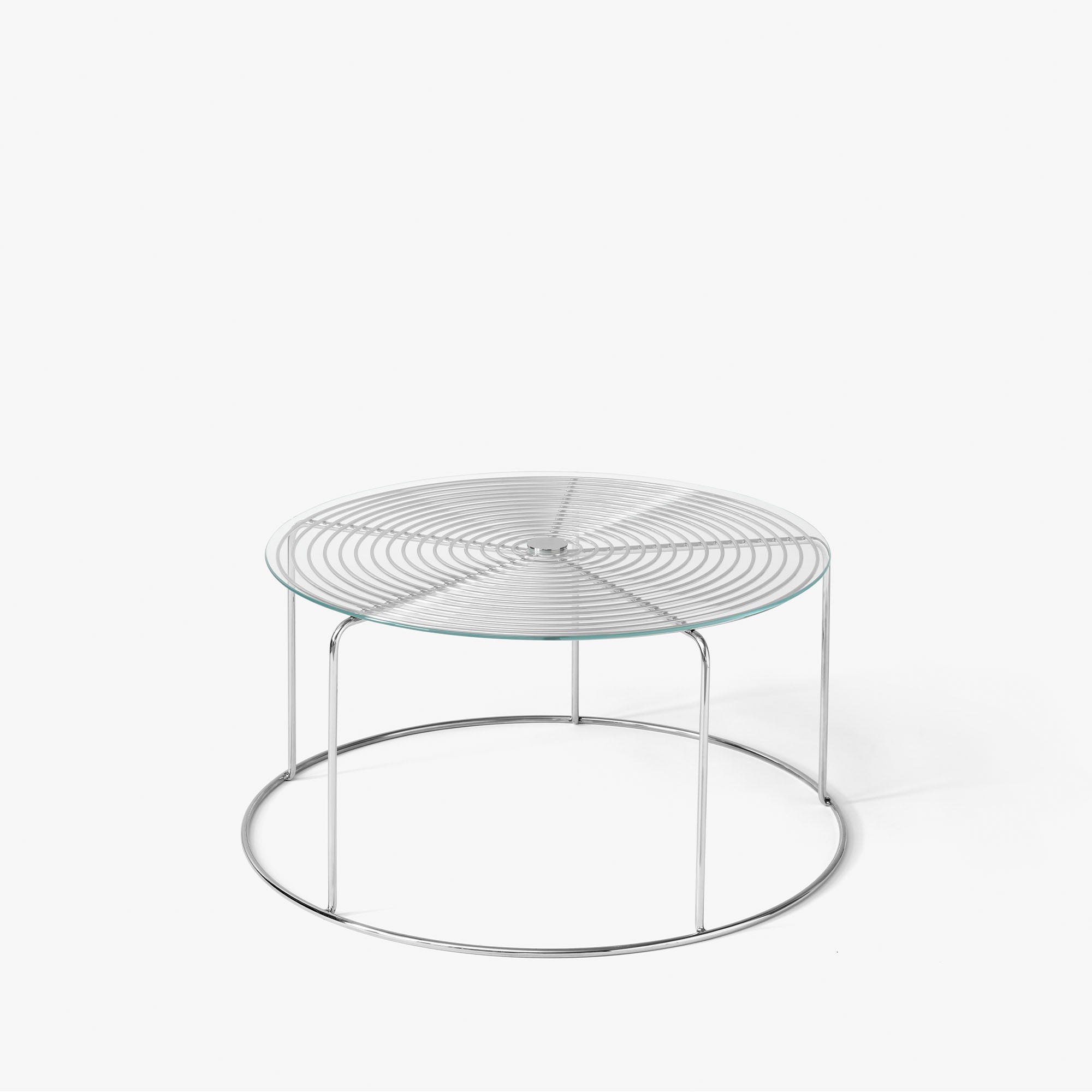 Wire coffee table, blat de sticlă