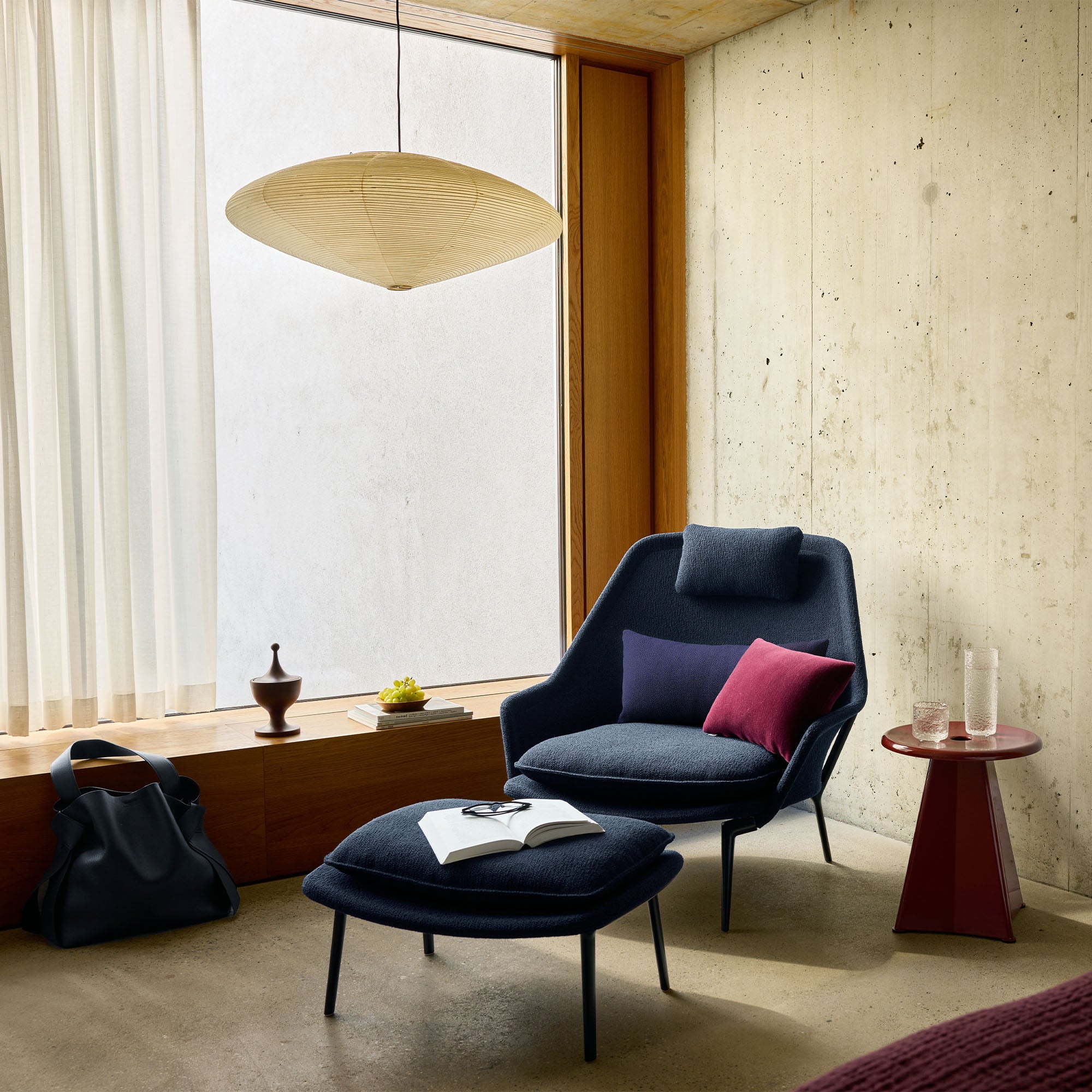 Slow Chair, fotoliu cu otoman bază neagră