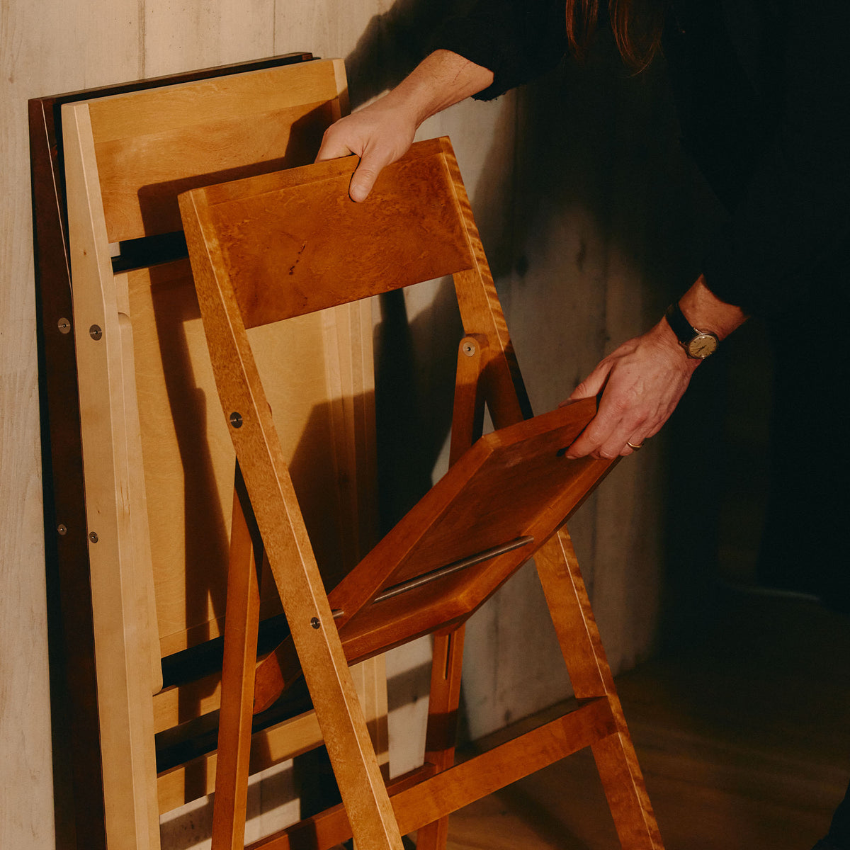 Folding Flat Chair, scaun pliabil din lemn