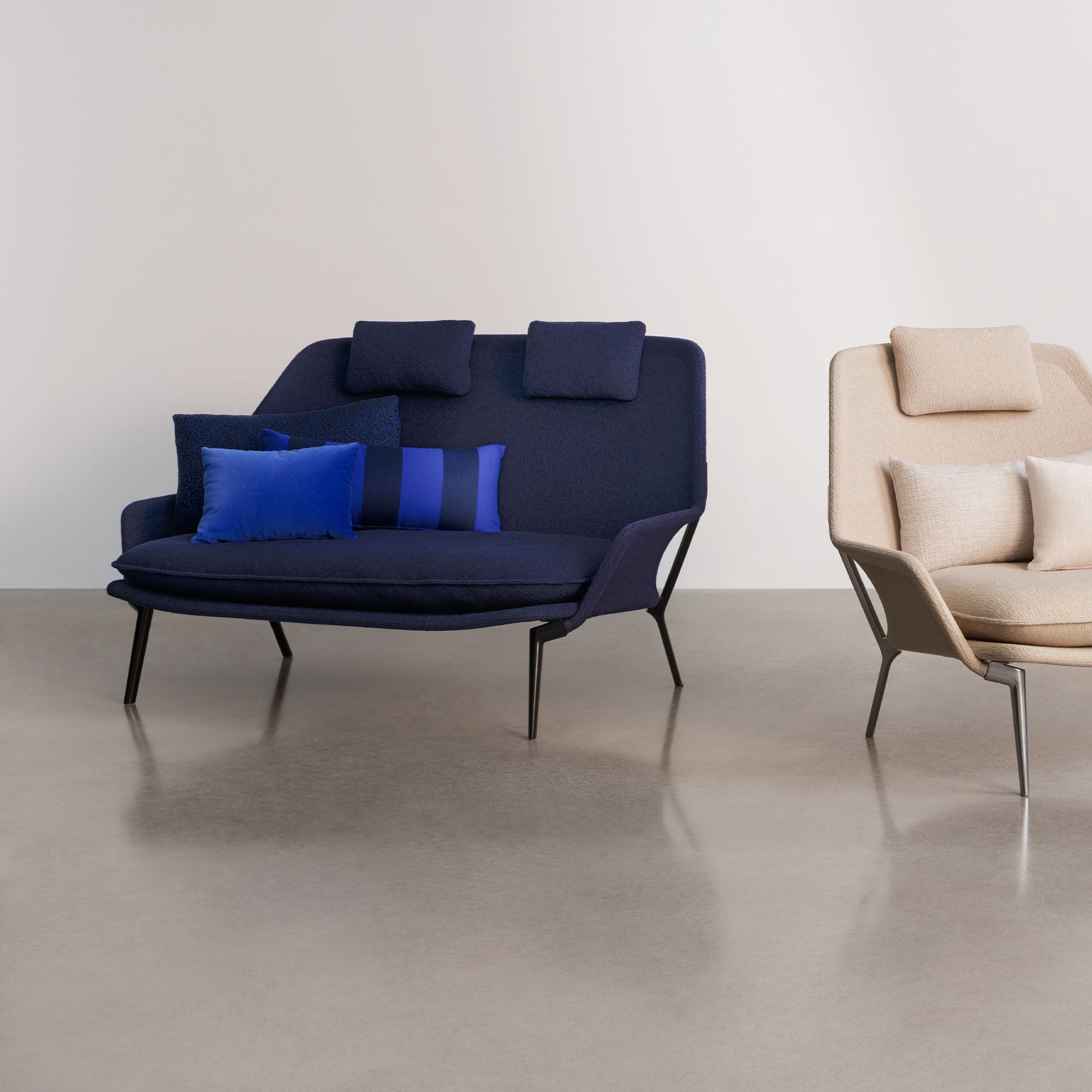 Slow Sofa, canapea cu 2 locuri bază neagră