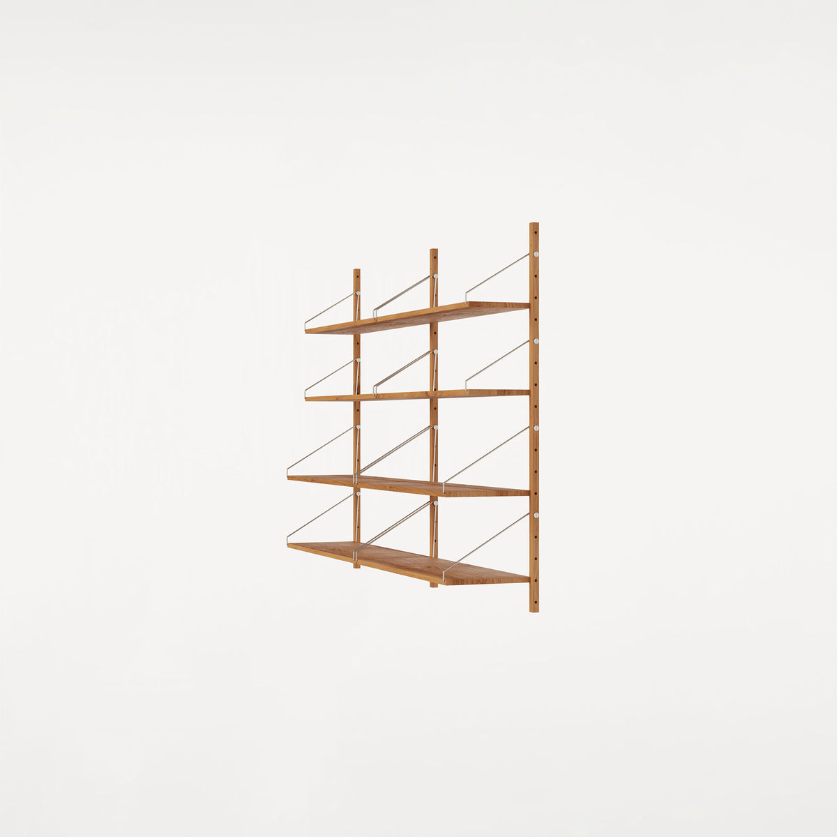 Shelf Library Double Section Natural Oak, bibliotecă modulară dublă din lemn