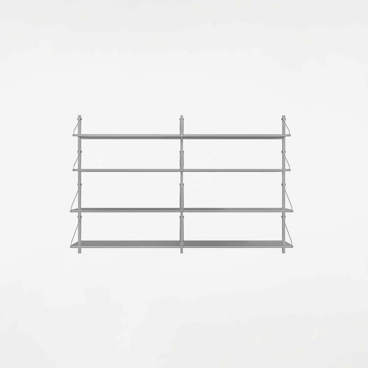 Shelf Library Double Section Stainless Steel, bibliotecă modulară dublă din metal