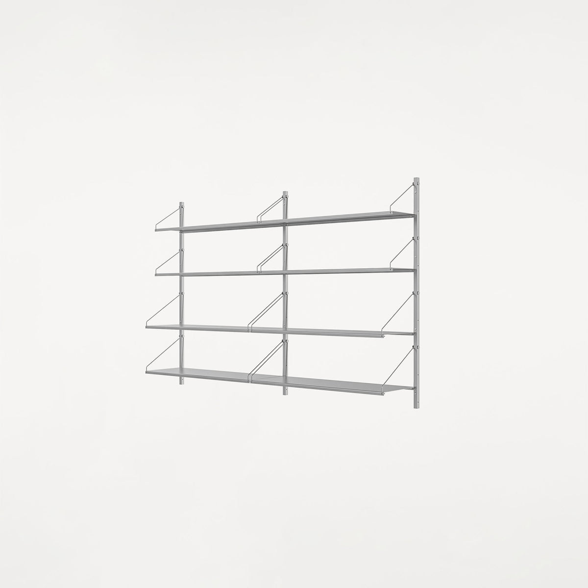 Shelf Library Double Section Stainless Steel, bibliotecă modulară dublă din metal