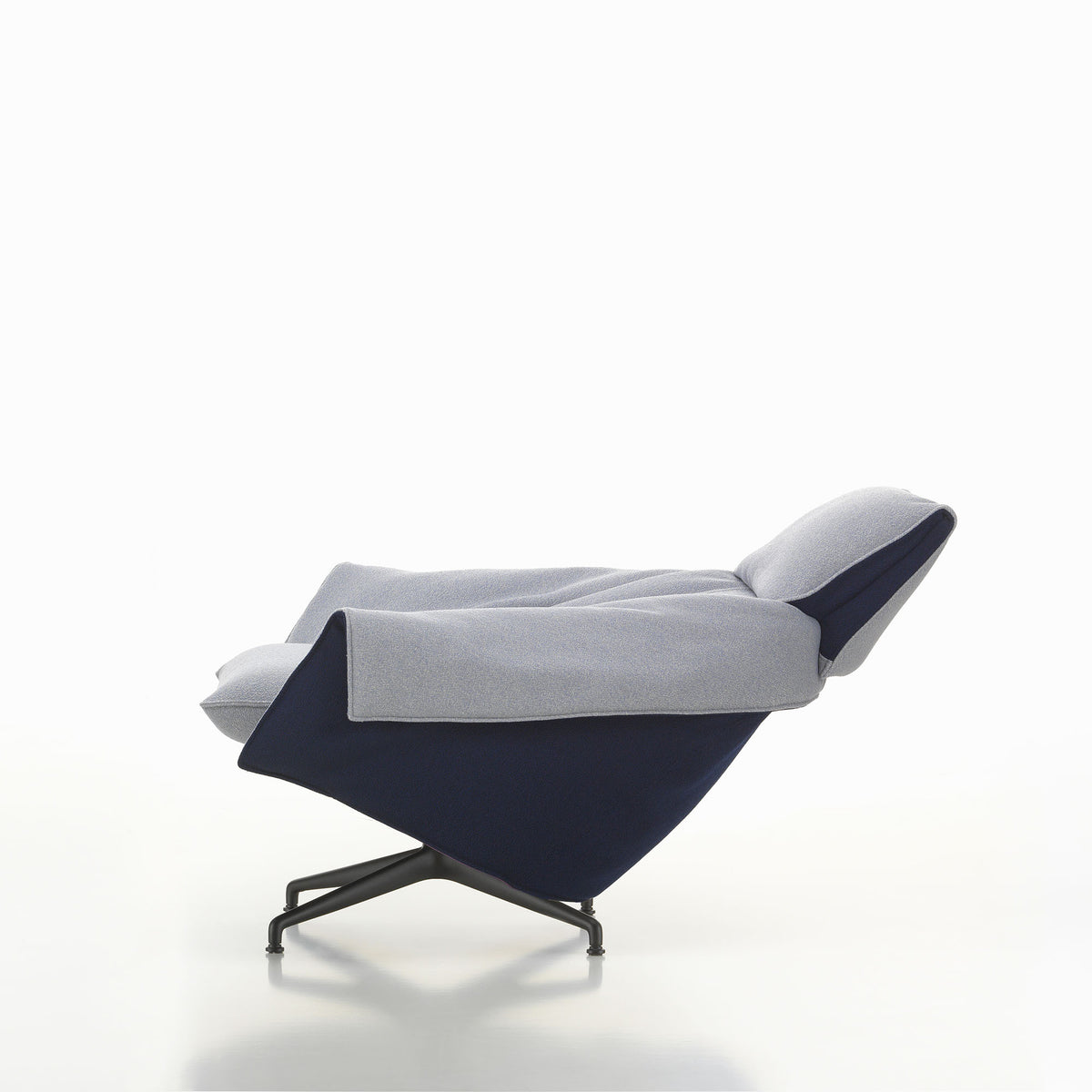 Bascule Highback Lounge Chair cu Otoman, bază metal