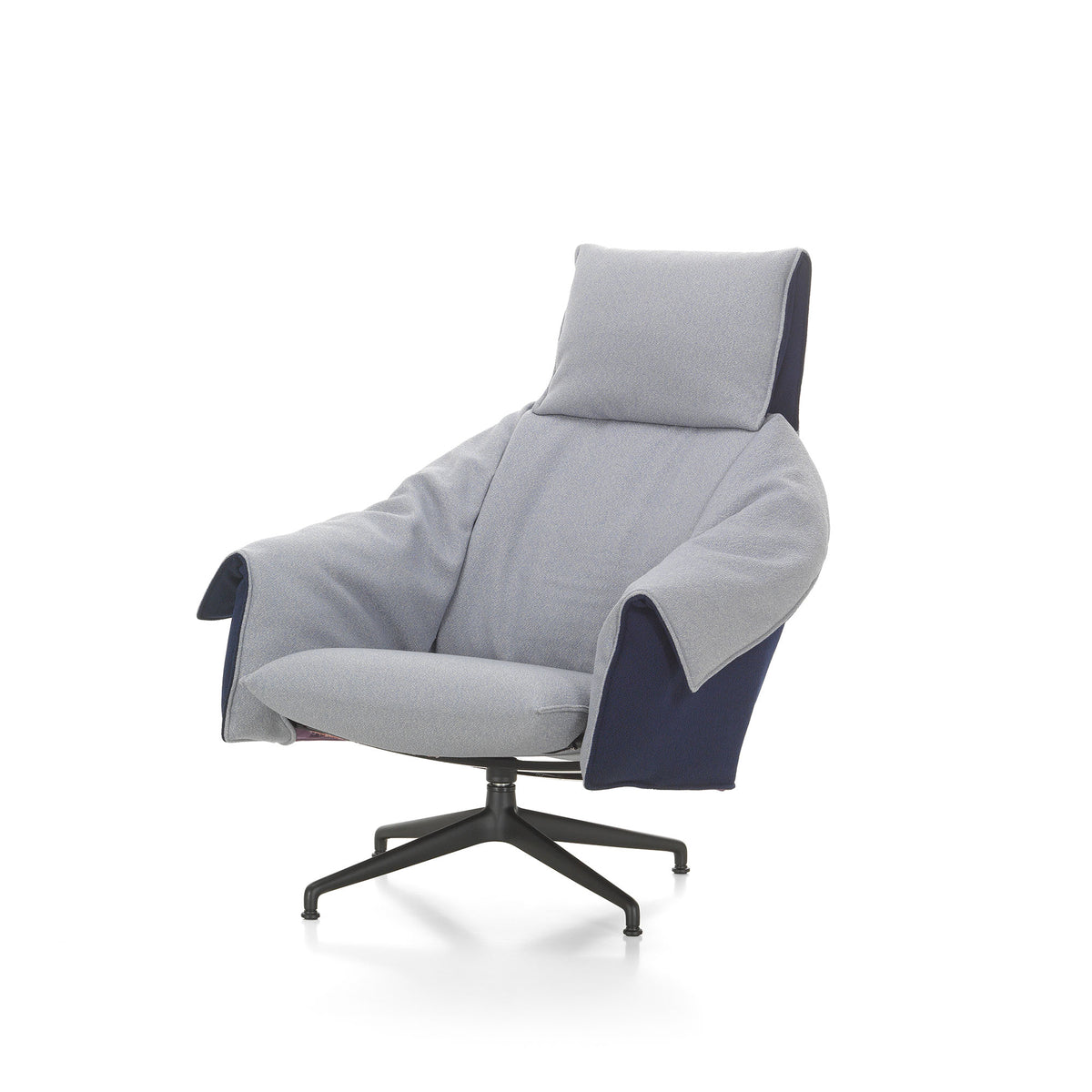 Bascule Highback Lounge Chair cu Otoman, bază metal