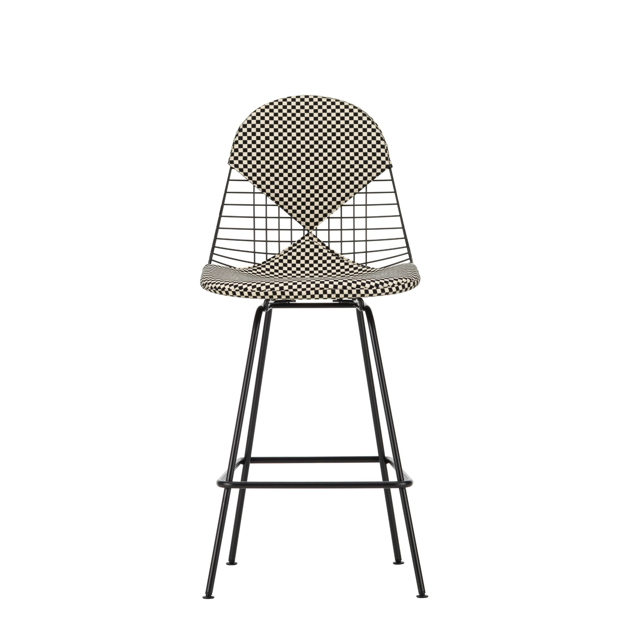 Wire Stool Medium, scaun de bar cu tapițerie