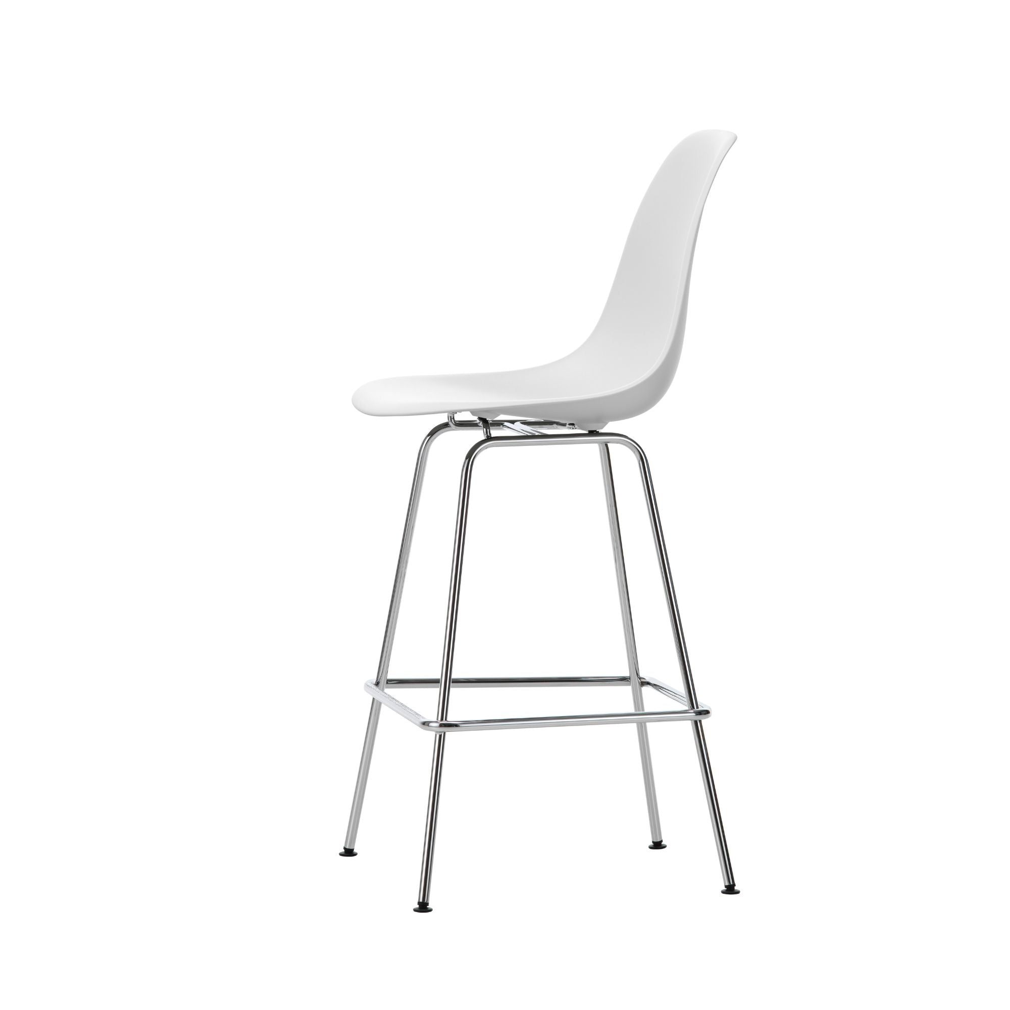 Eames Plastic Stool Medium RE, scaun de bar cu baza cromată