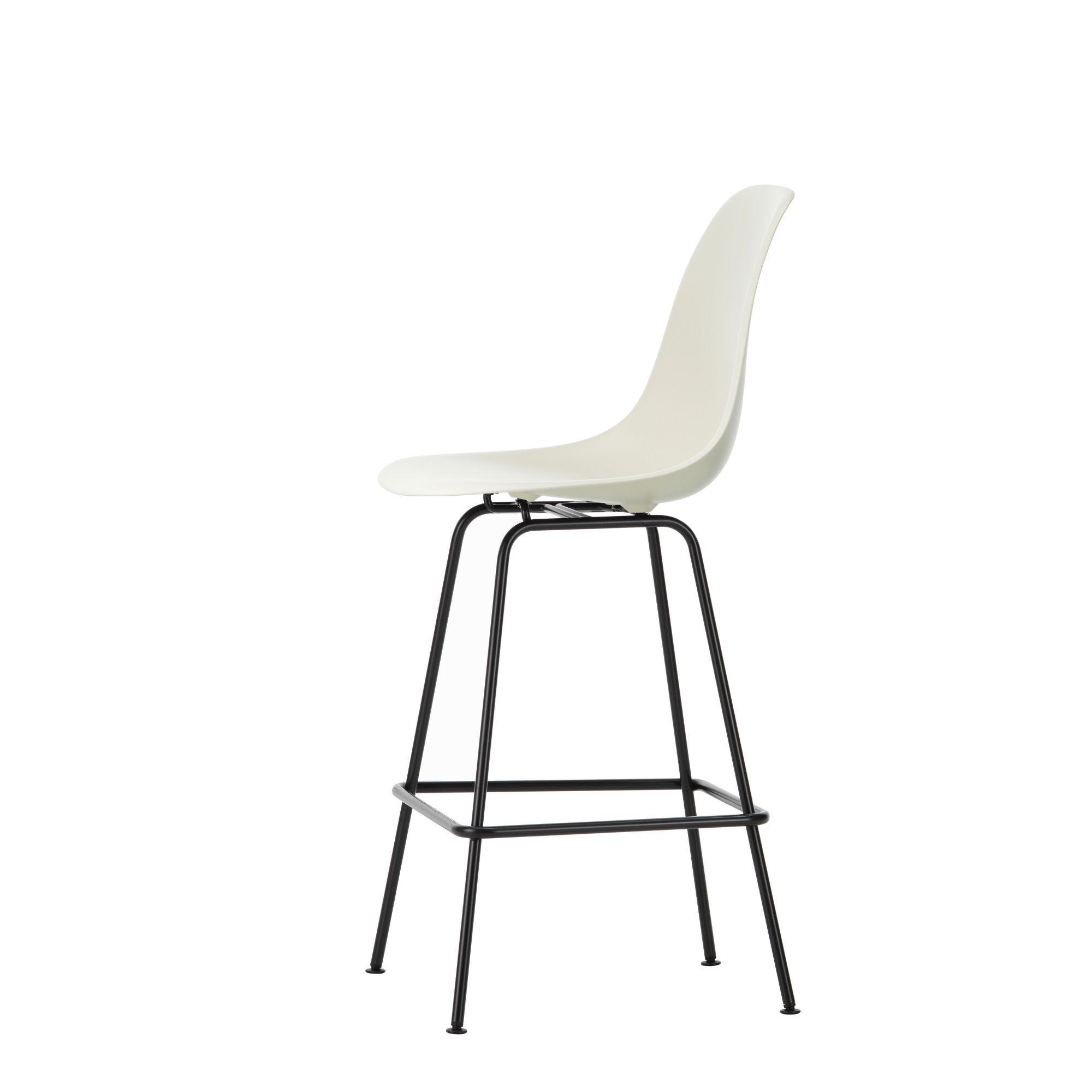 Eames Plastic Stool Medium RE, scaun de bar cu baza neagră