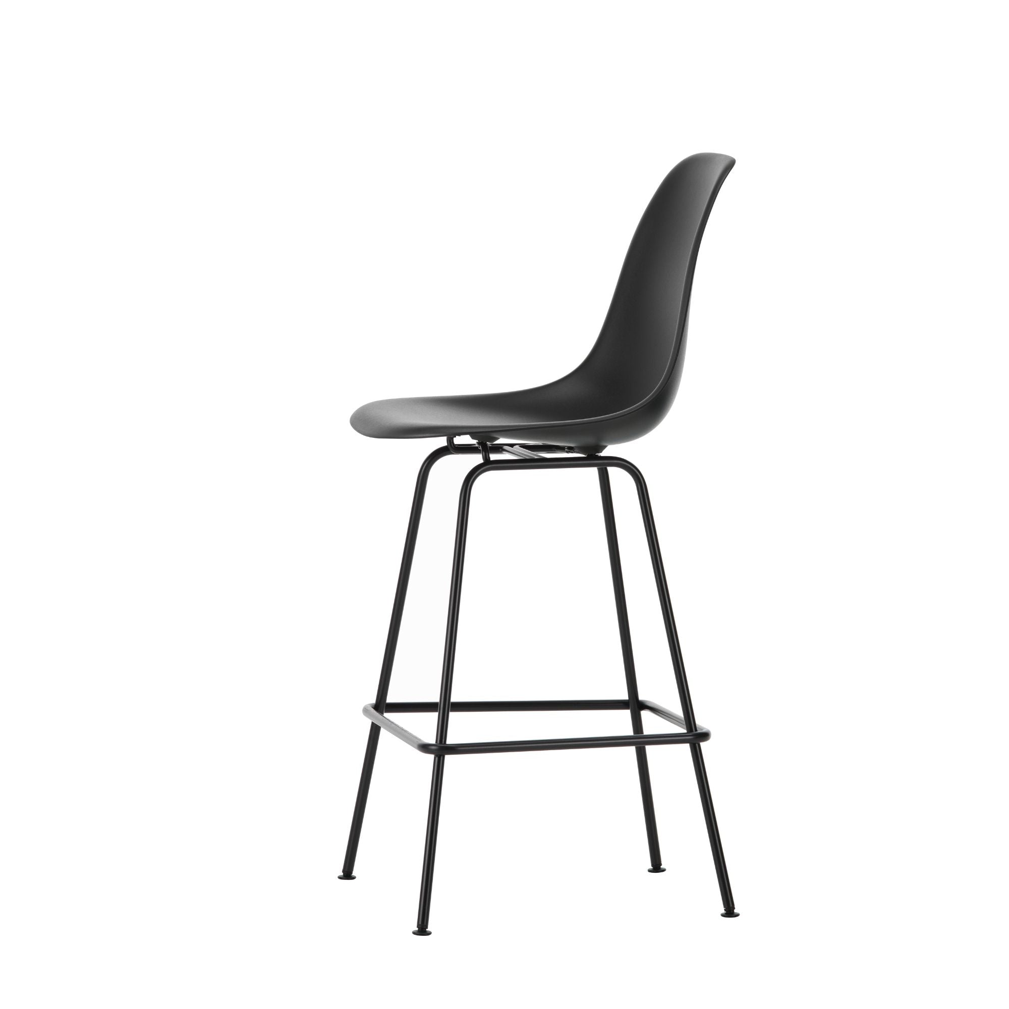 Eames Plastic Stool Medium RE, scaun de bar cu baza neagră