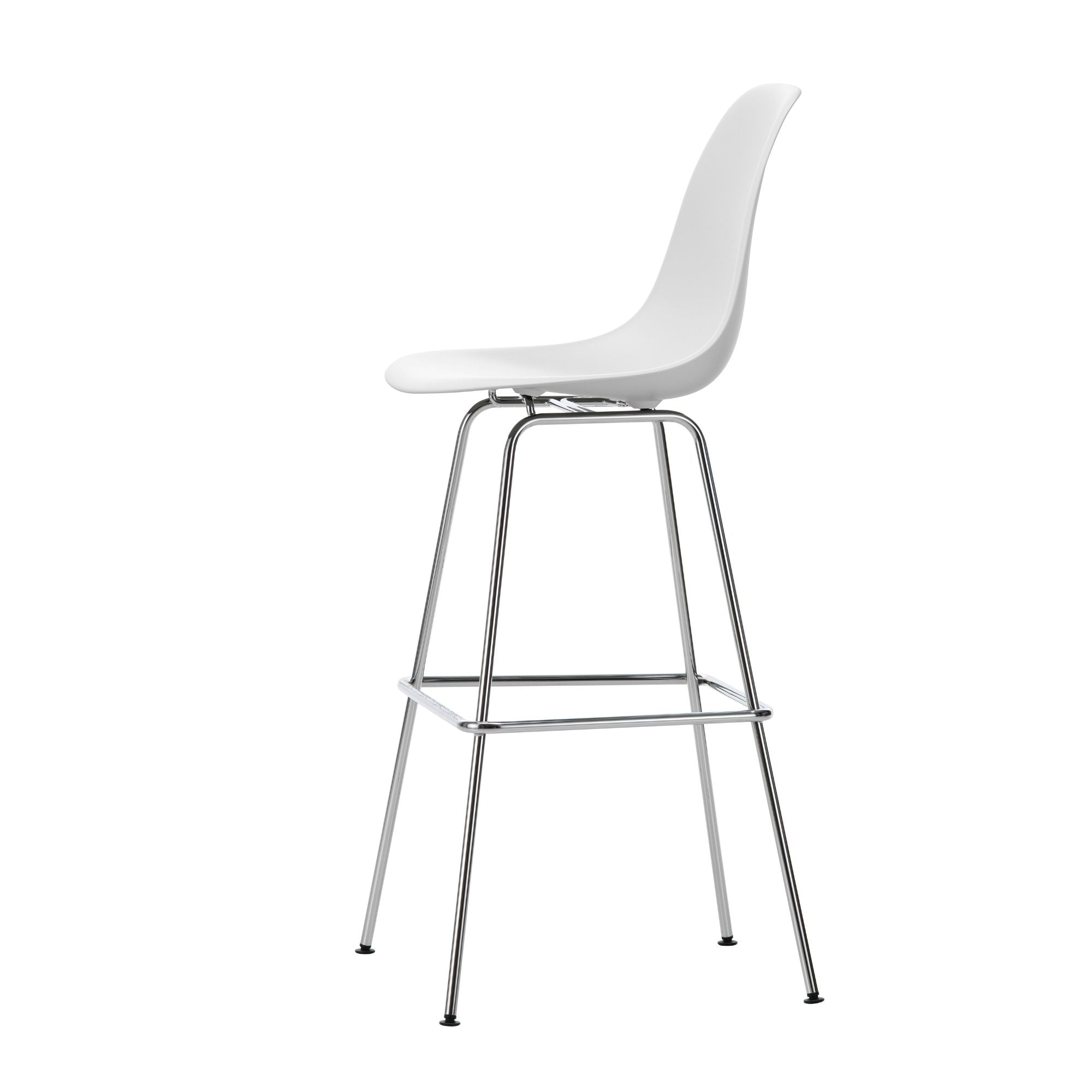 Eames Plastic Stool High RE, scaun de bar cu baza cromată